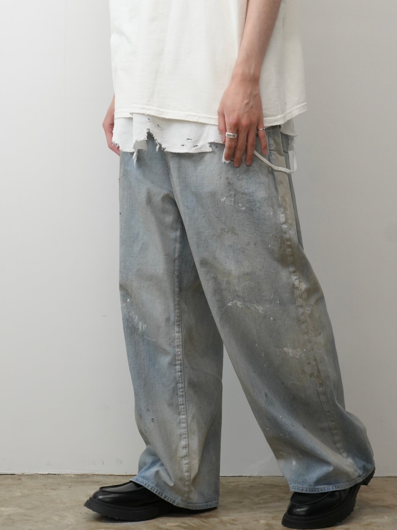 LIGHT OZ WIDE STRAIGHT DENIM PANTS(INDIGO)