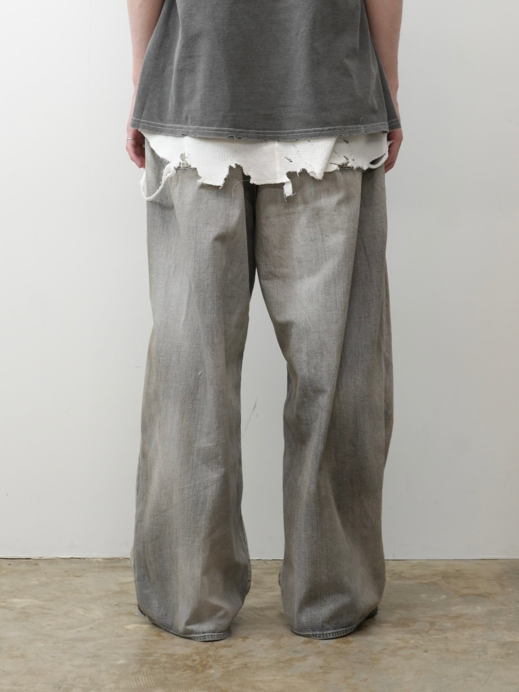 LIGHT OZ WIDE STRAIGHT DENIM PANTS(BLACK)