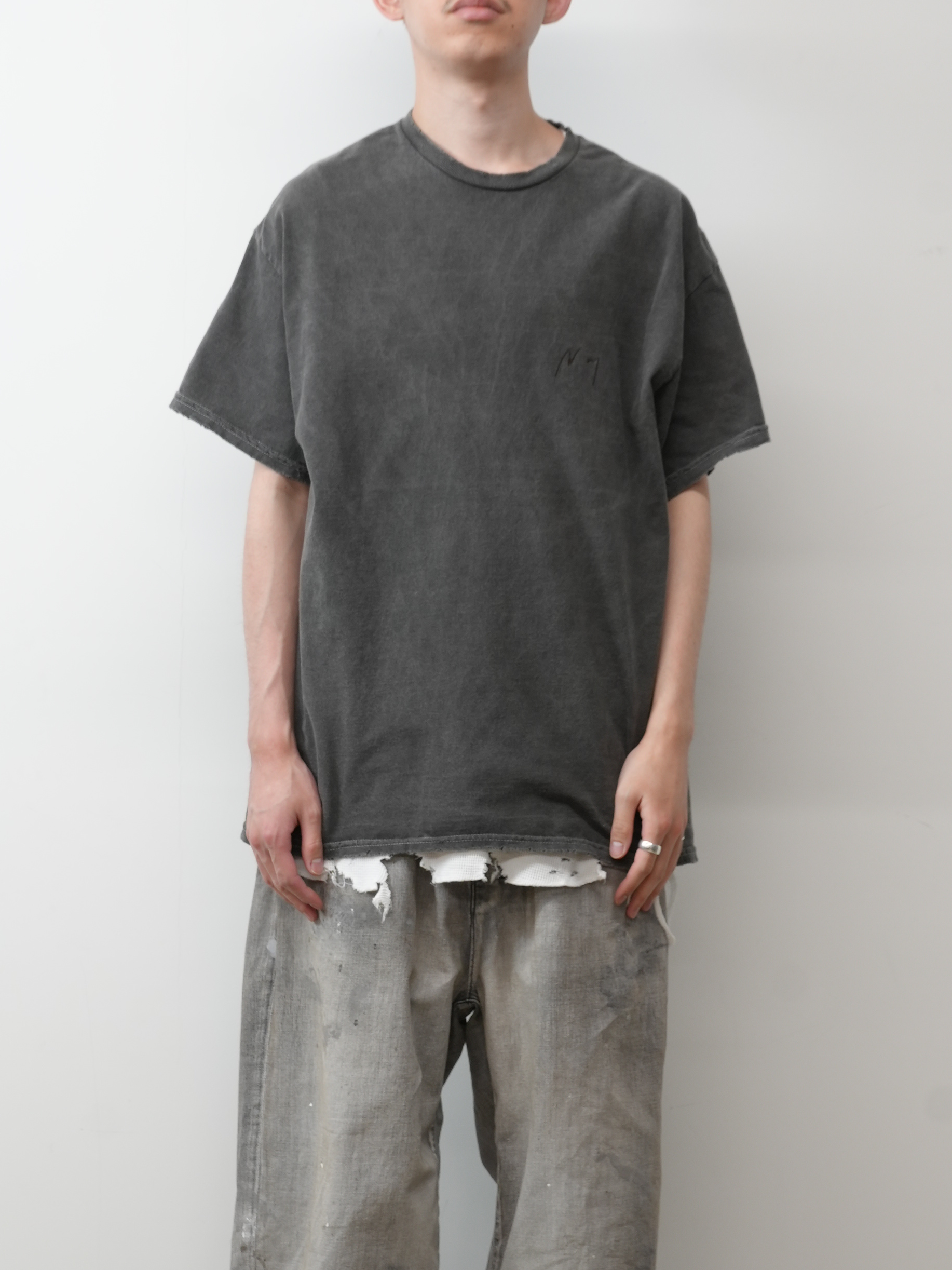 EMBROIDERY DYED T-SHIRT(BLACK)