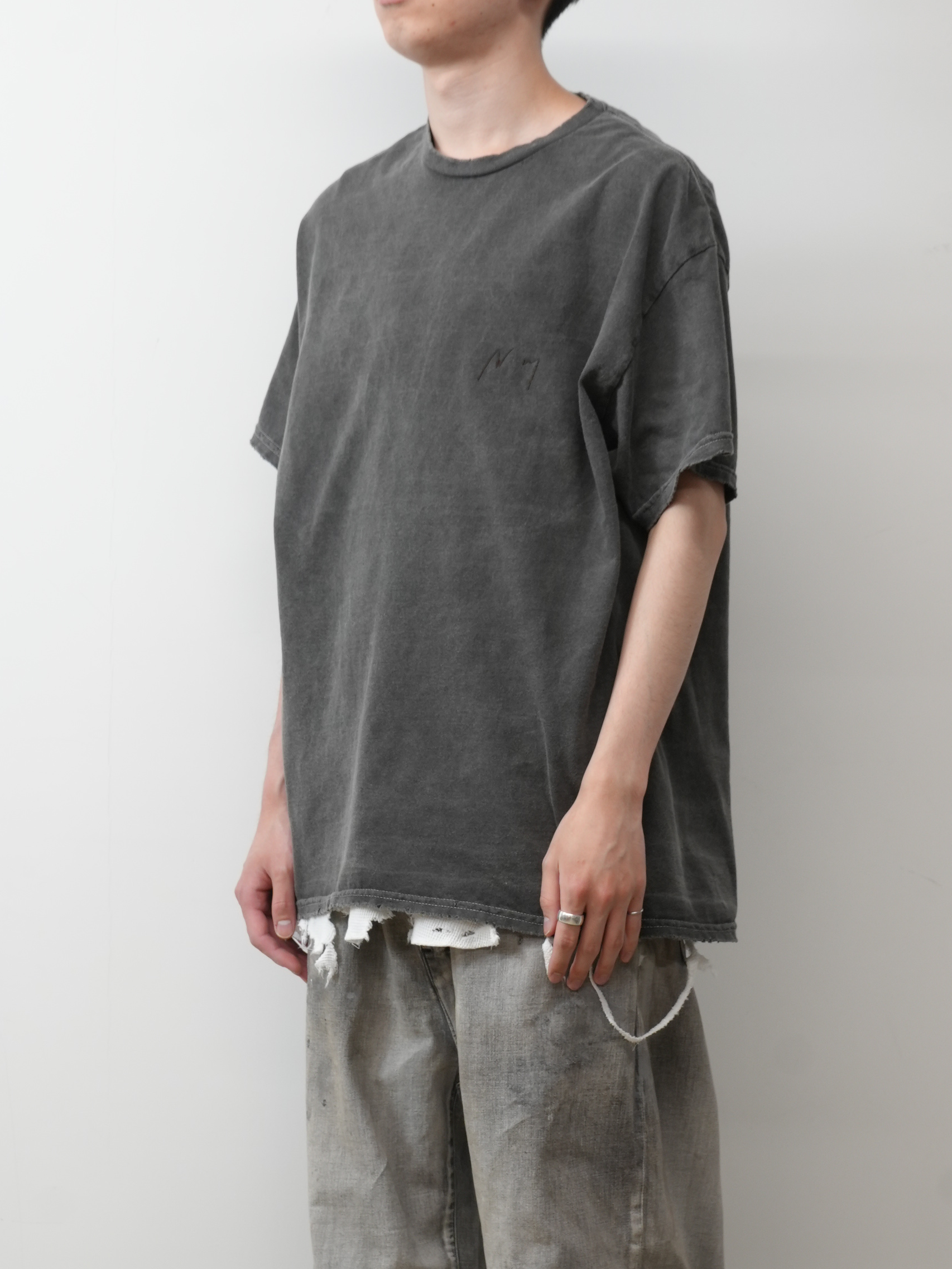 EMBROIDERY DYED T-SHIRT(BLACK)