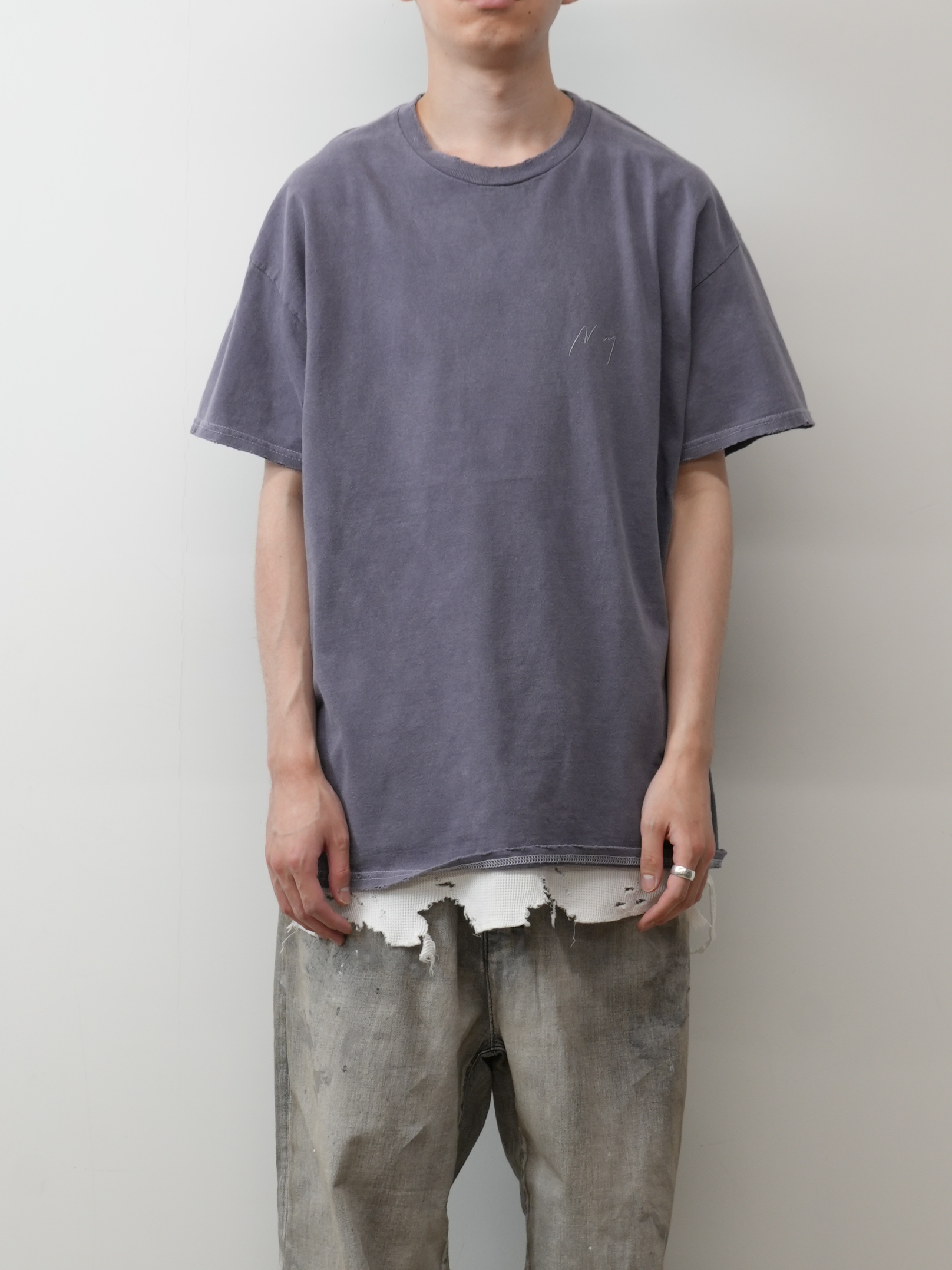 EMBROIDERY DYED T-SHIRT(PURPLE)