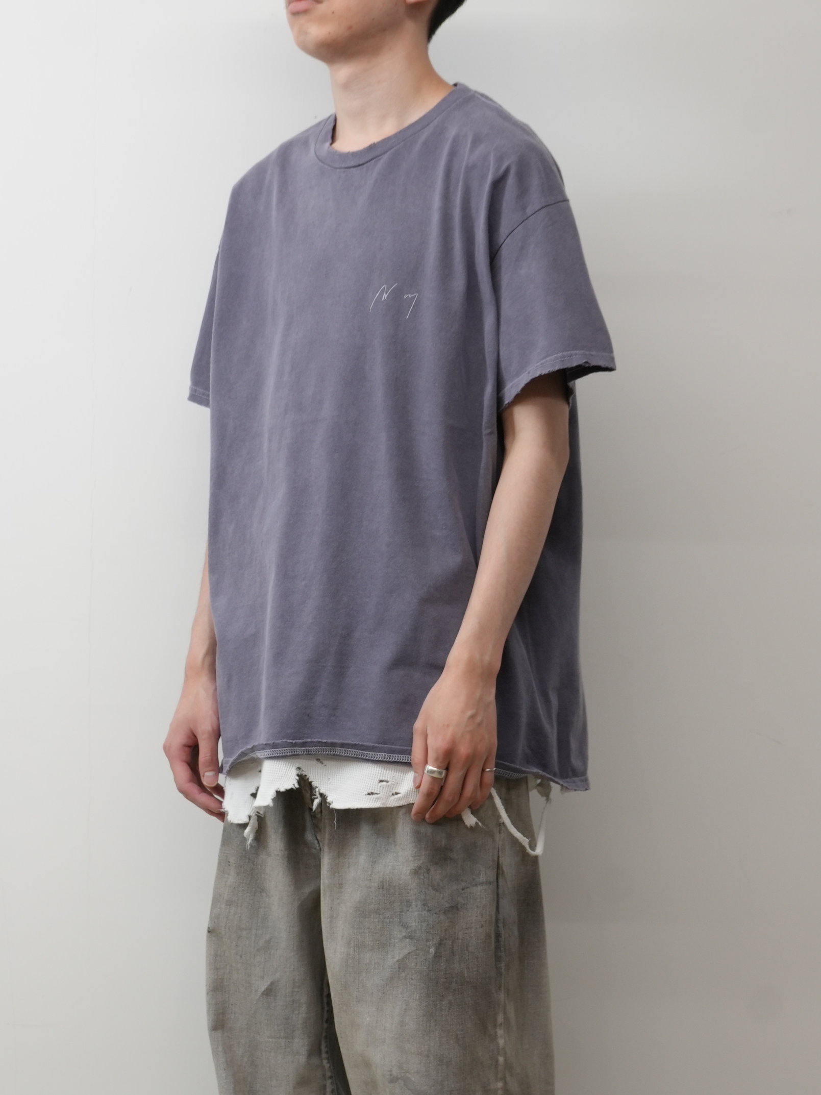 EMBROIDERY DYED T-SHIRT(PURPLE)