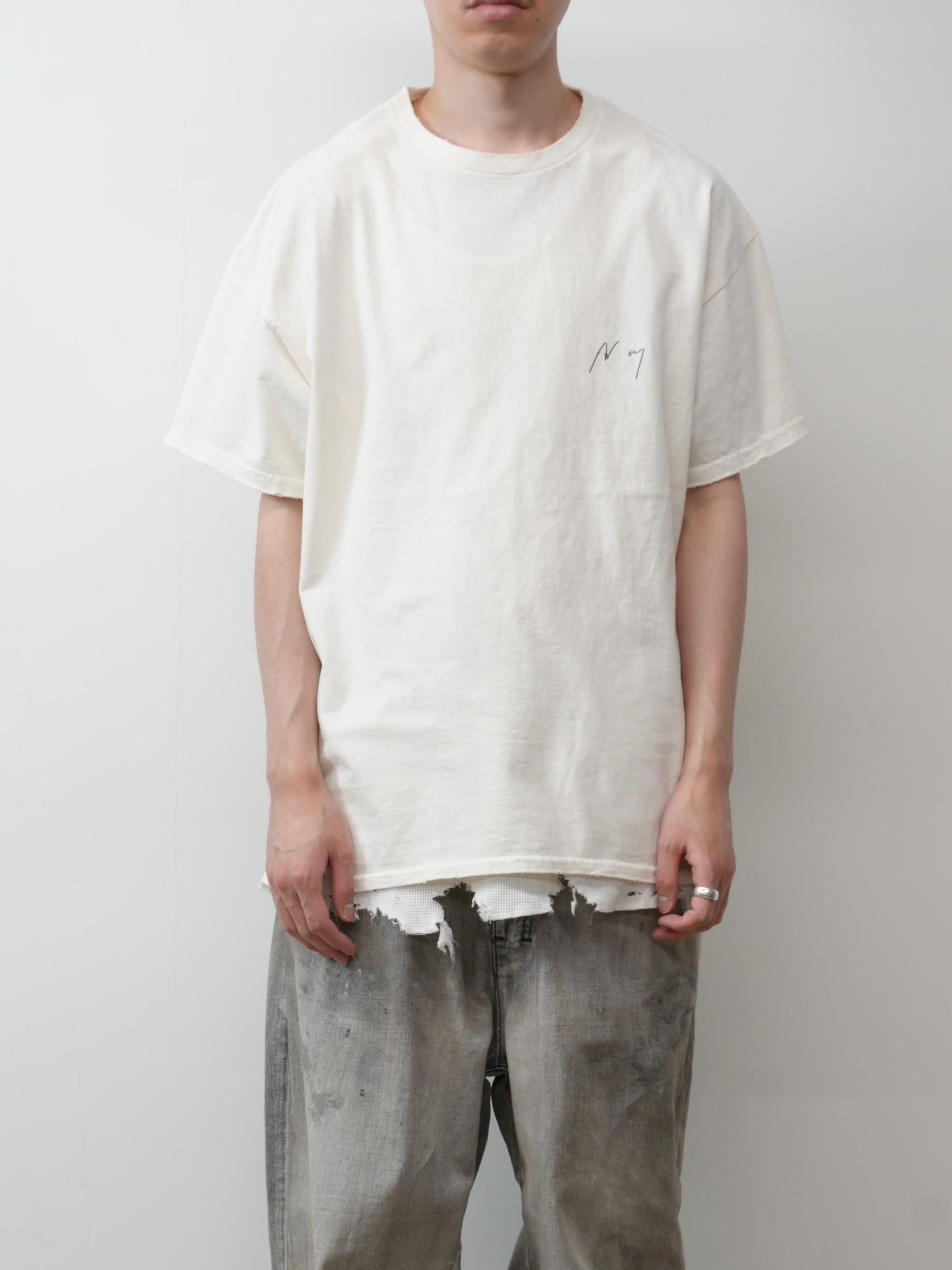 EMBROIDERY DYED T-SHIRT(WHITE)