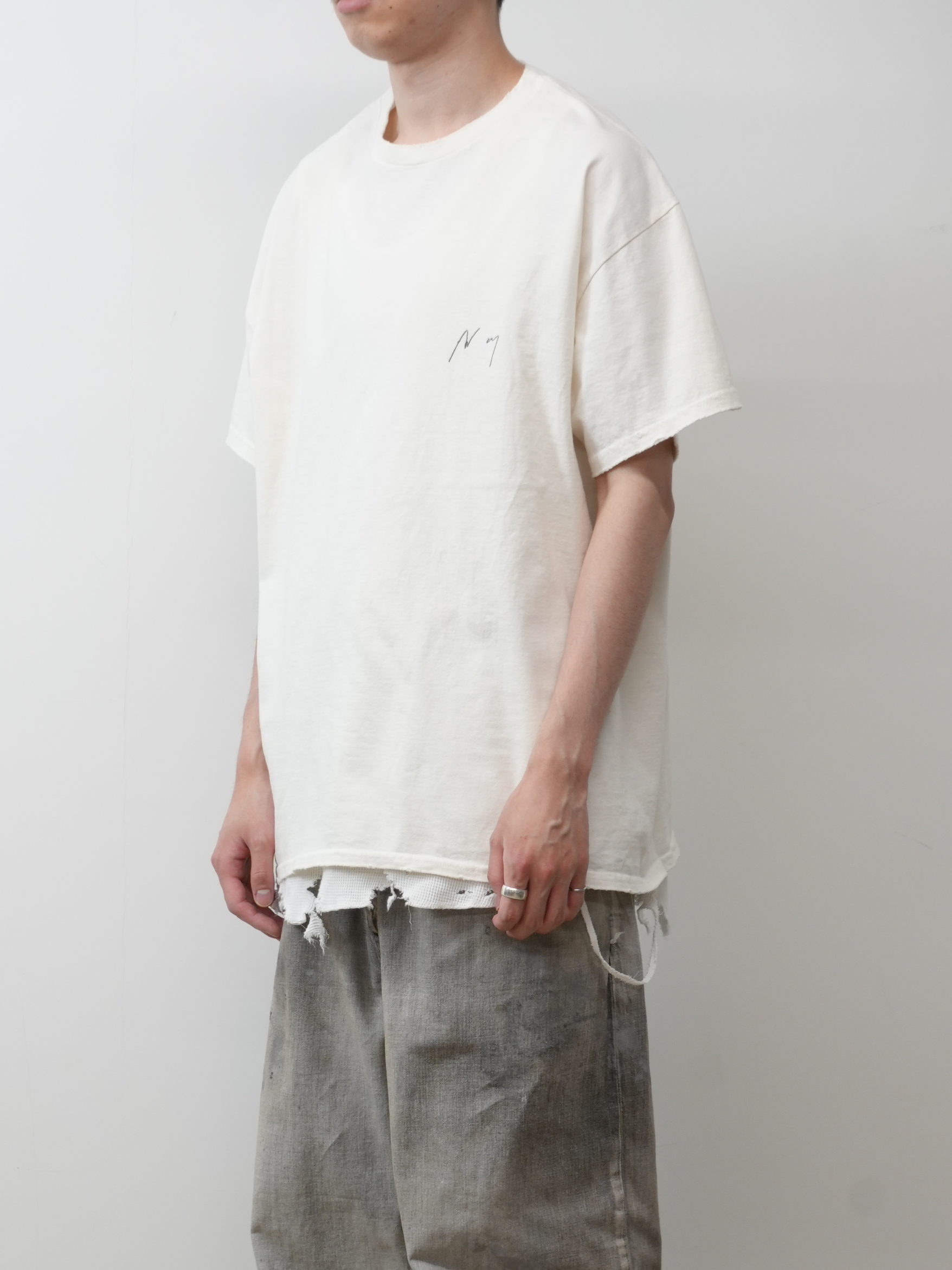 EMBROIDERY DYED T-SHIRT(WHITE)