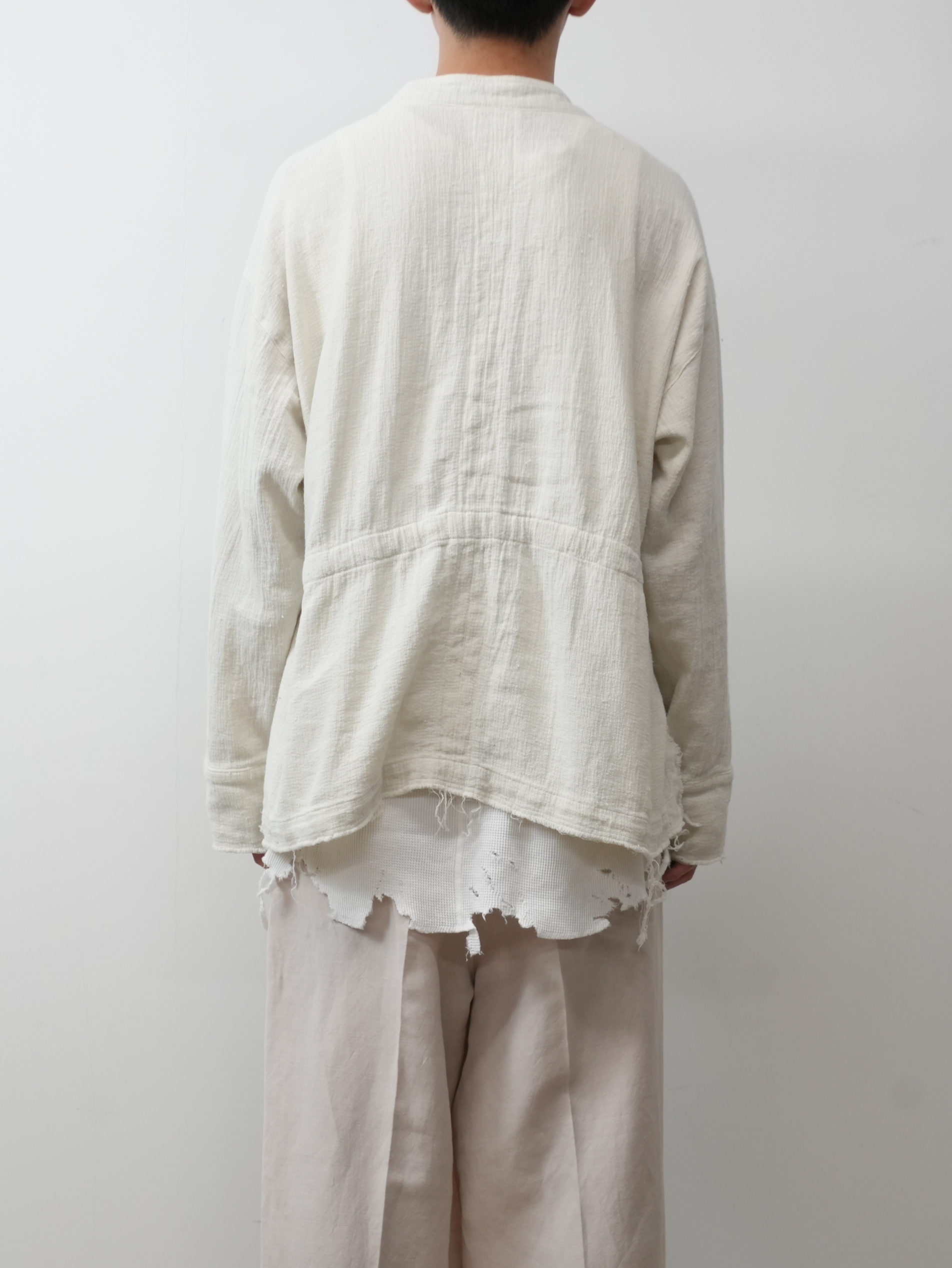 PANAMA COLLAR LESS SHIRT JACKET(OFF WHITE)