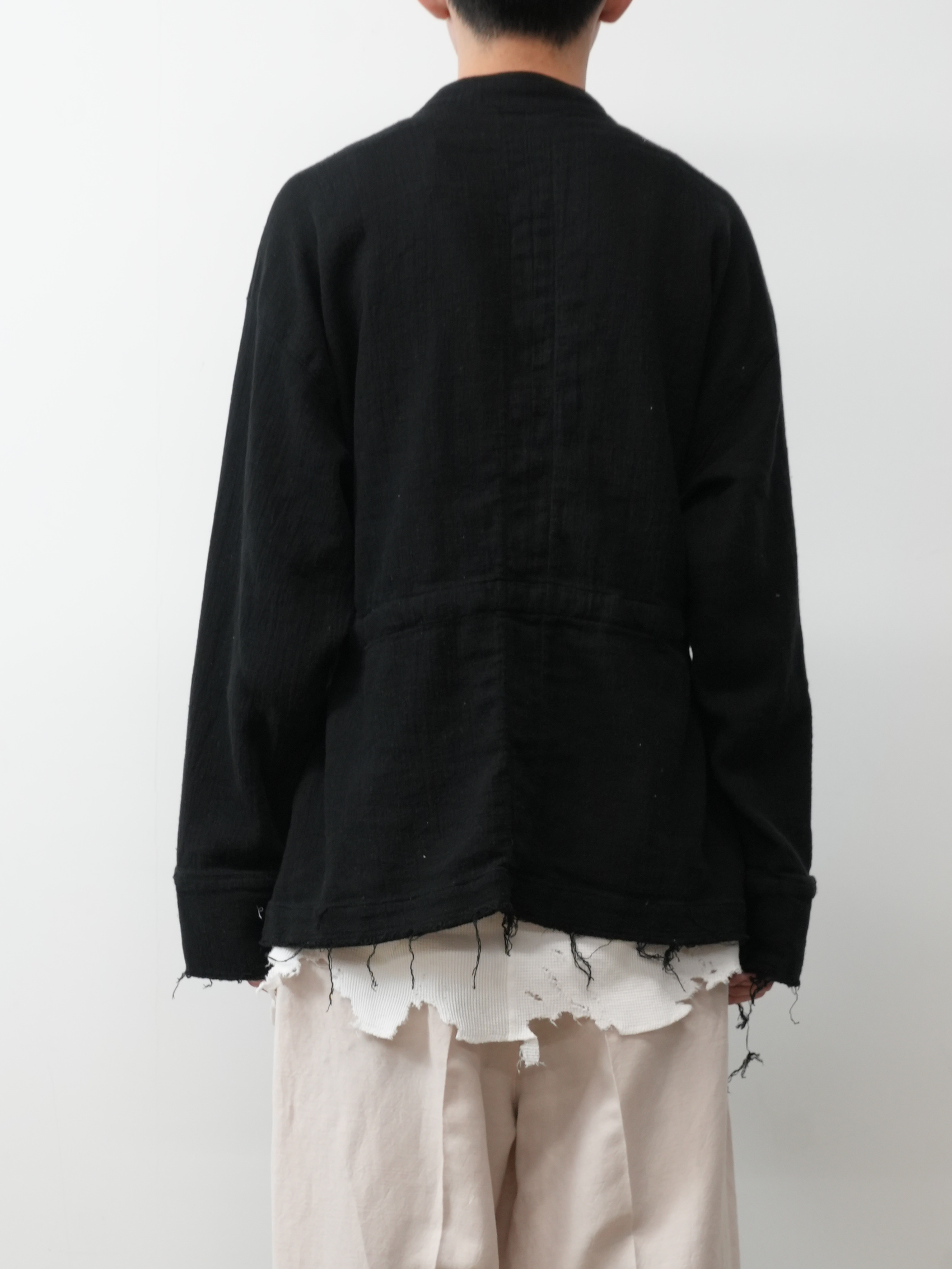 PANAMA COLLAR LESS SHIRT JACKET(BLACK)