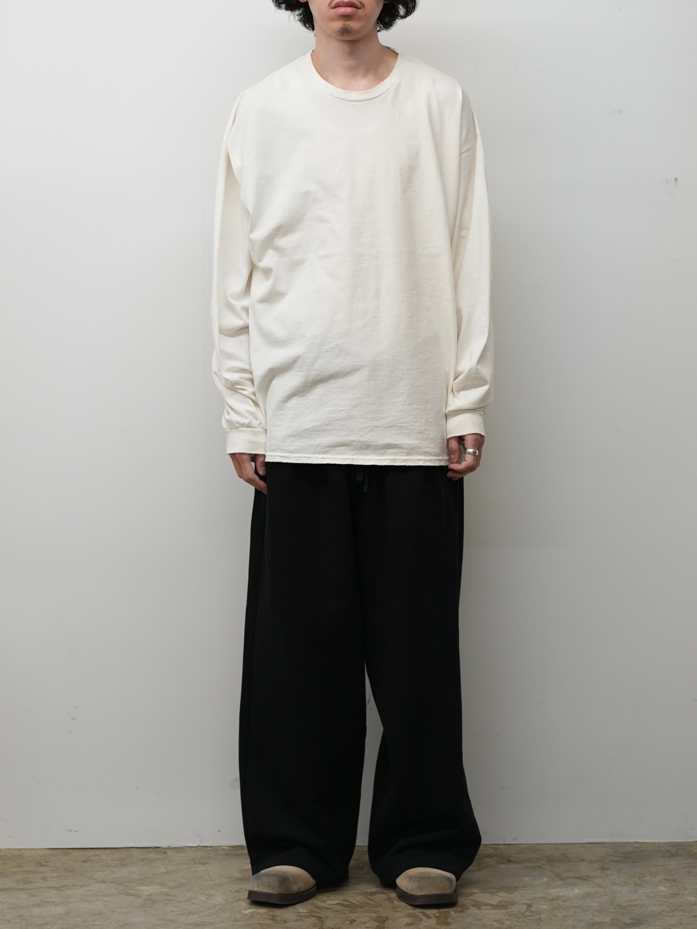 EMBROIDERY DYED LS(WHITE)