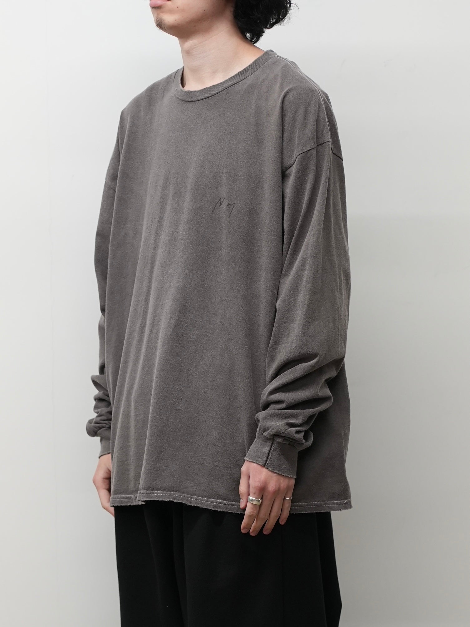 EMBROIDERY DYED LS(BROWN)