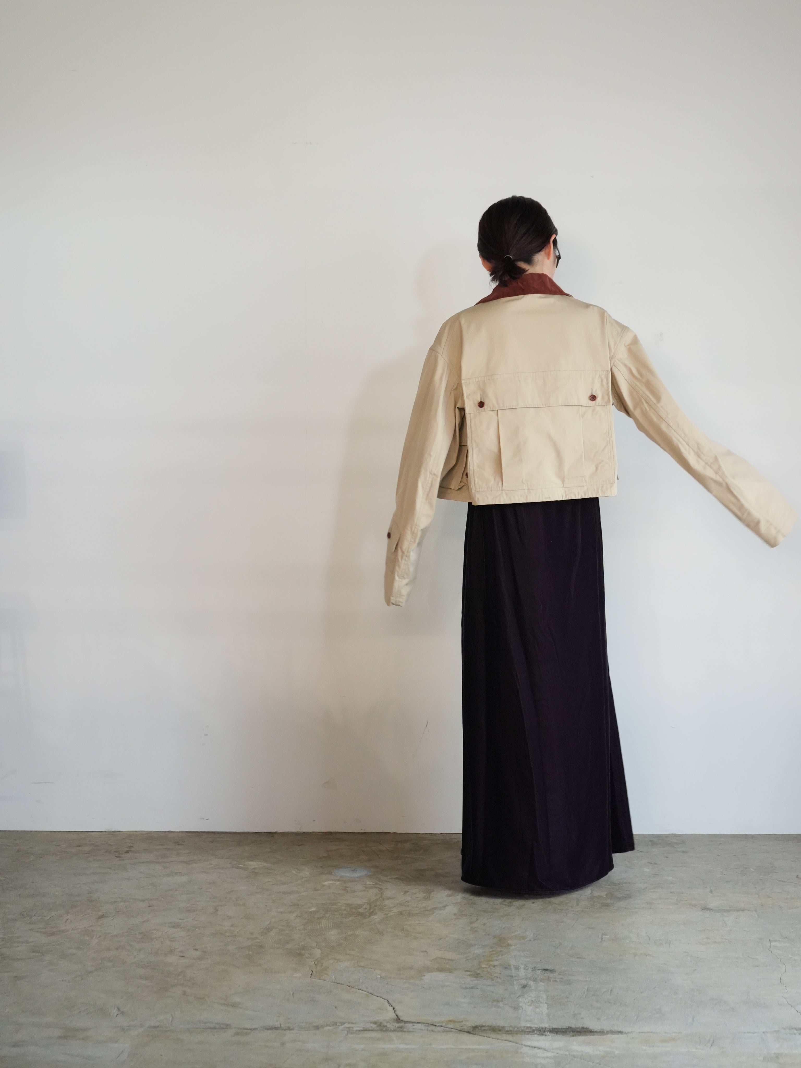 VELVET DRAWSTRING MAXI SKIRT