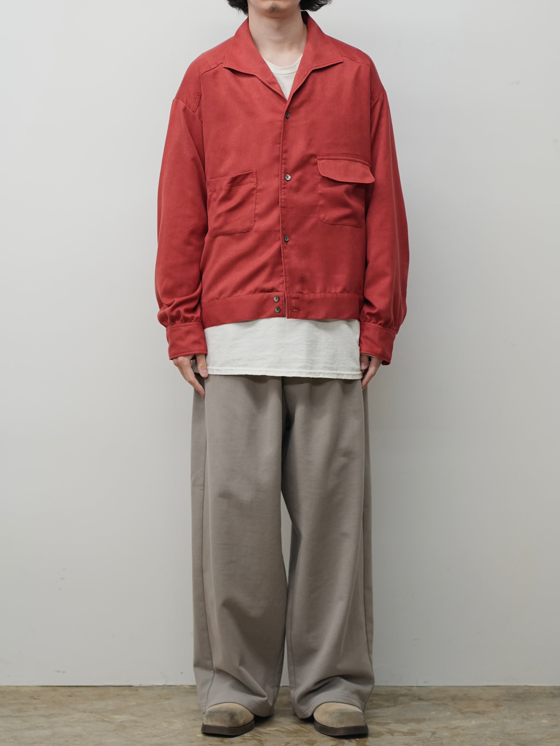 VEGAN SUEDE OPEN COLLAR SHIRT(RED)