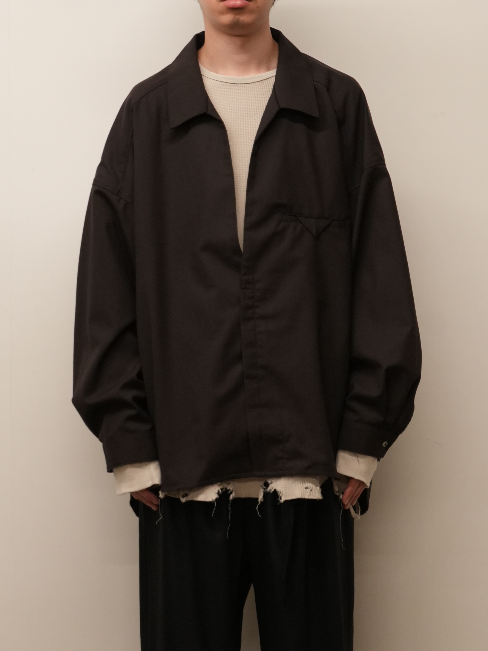WASH WOOL LONG SHIRT(BROWN)