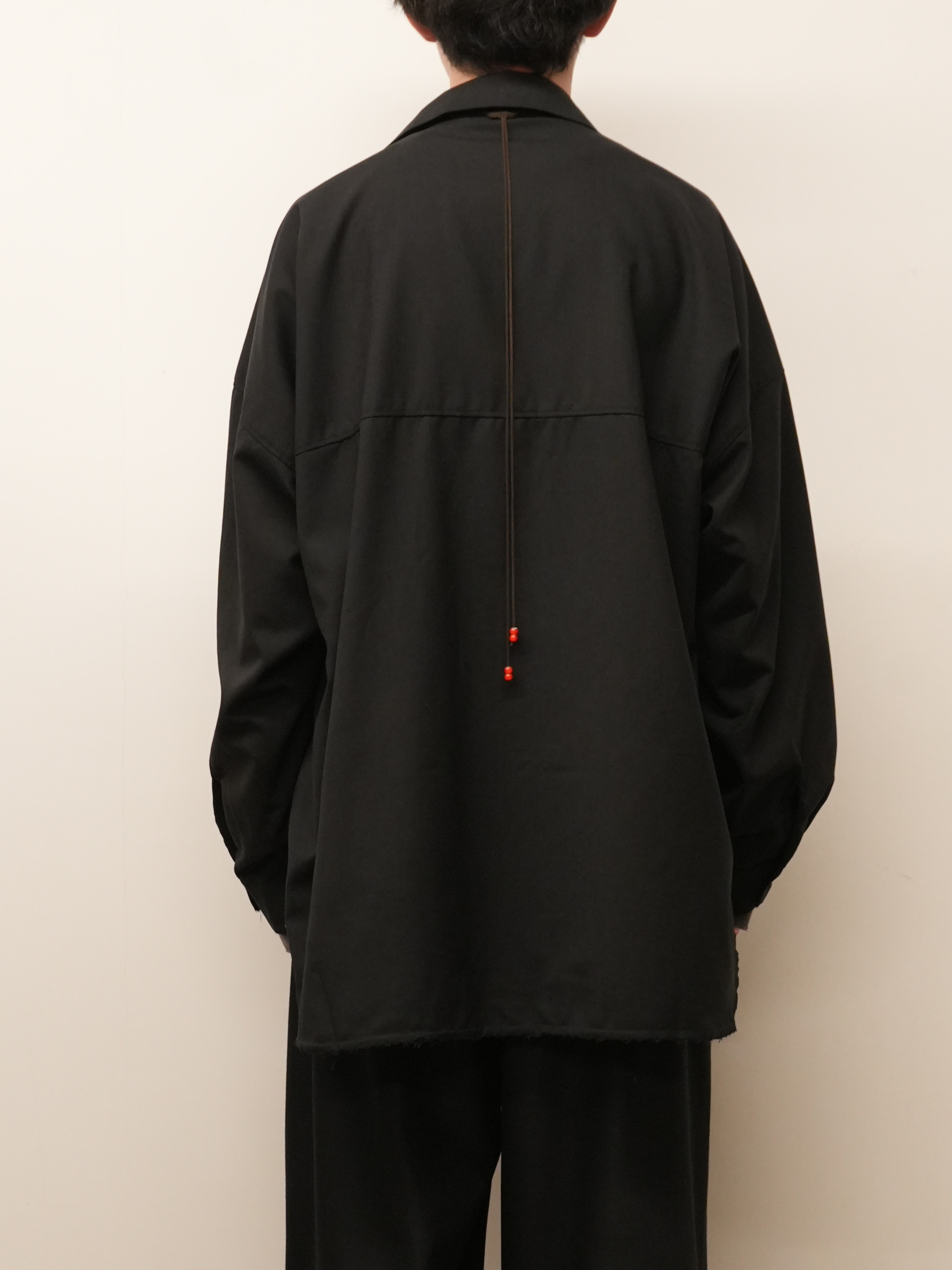 WASH WOOL LONG SHIRT(BLACK)
