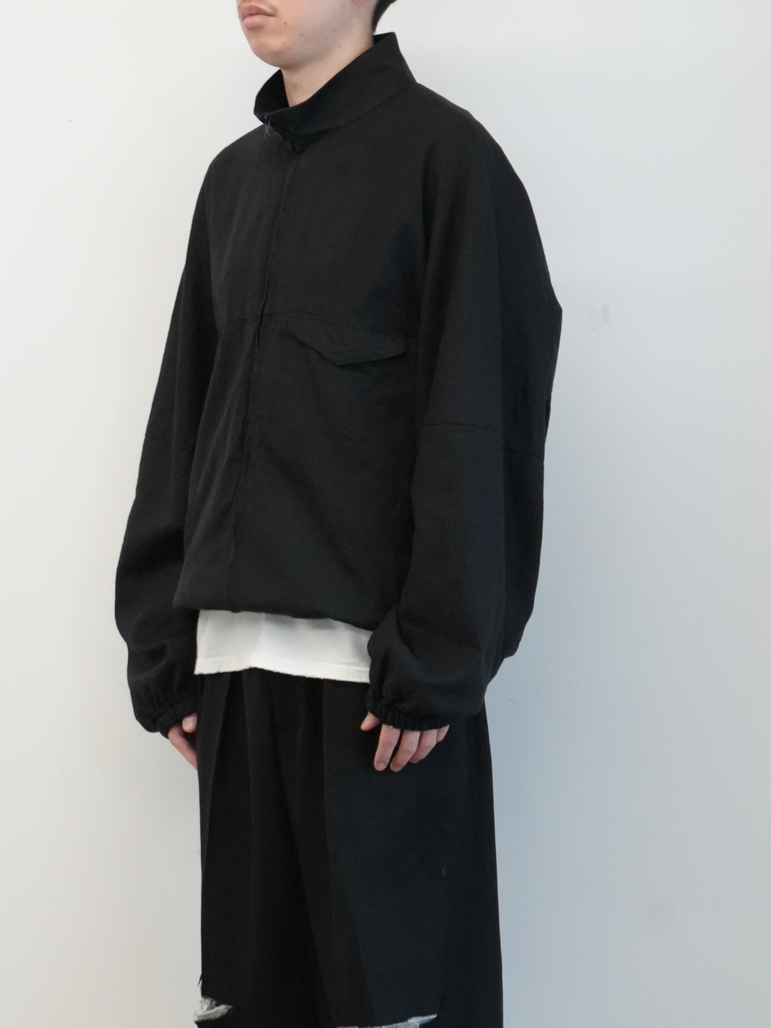 SILK NEP KIMONO BLOUSON(BLACK)