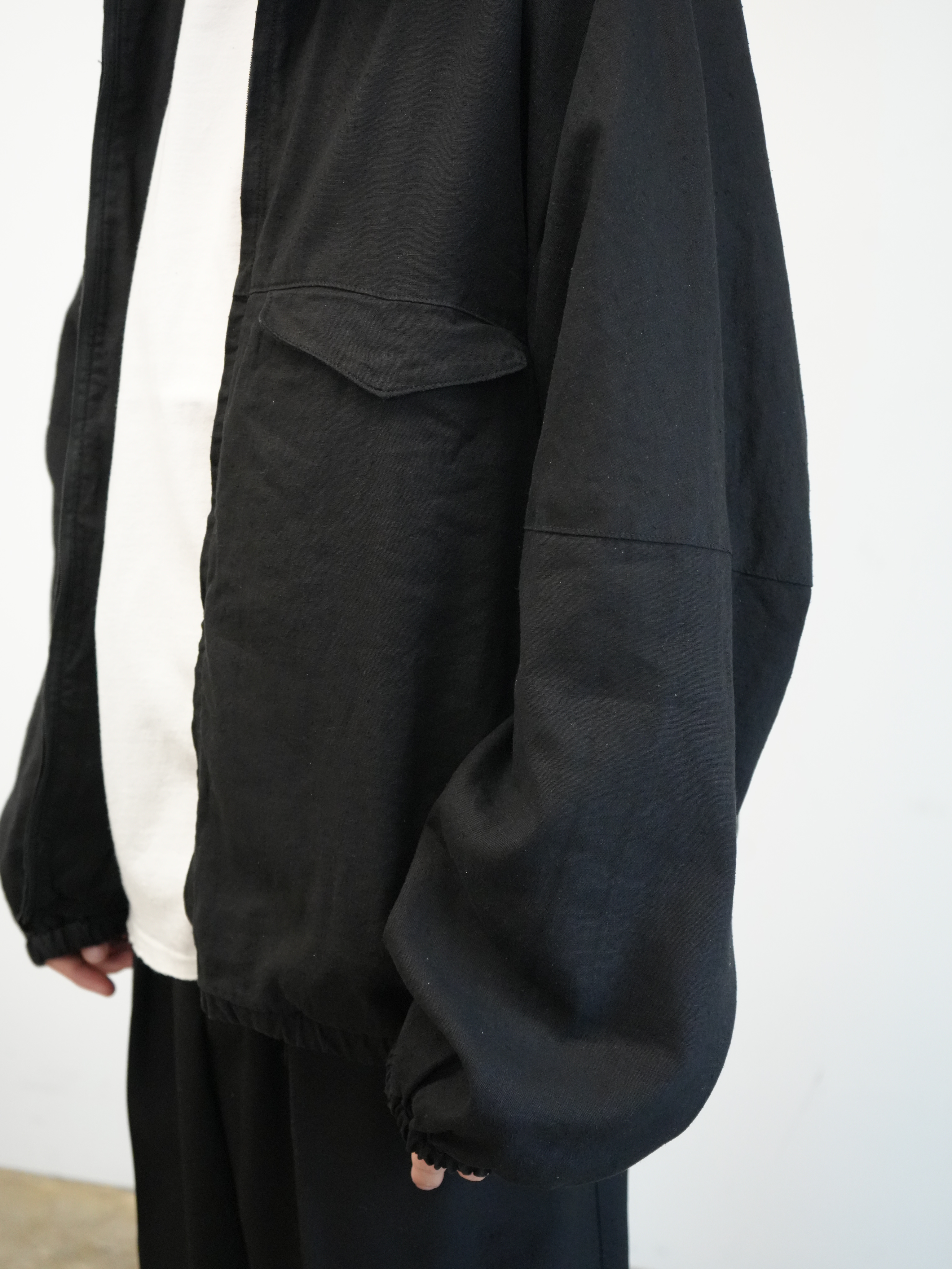 SILK NEP KIMONO BLOUSON(BLACK)