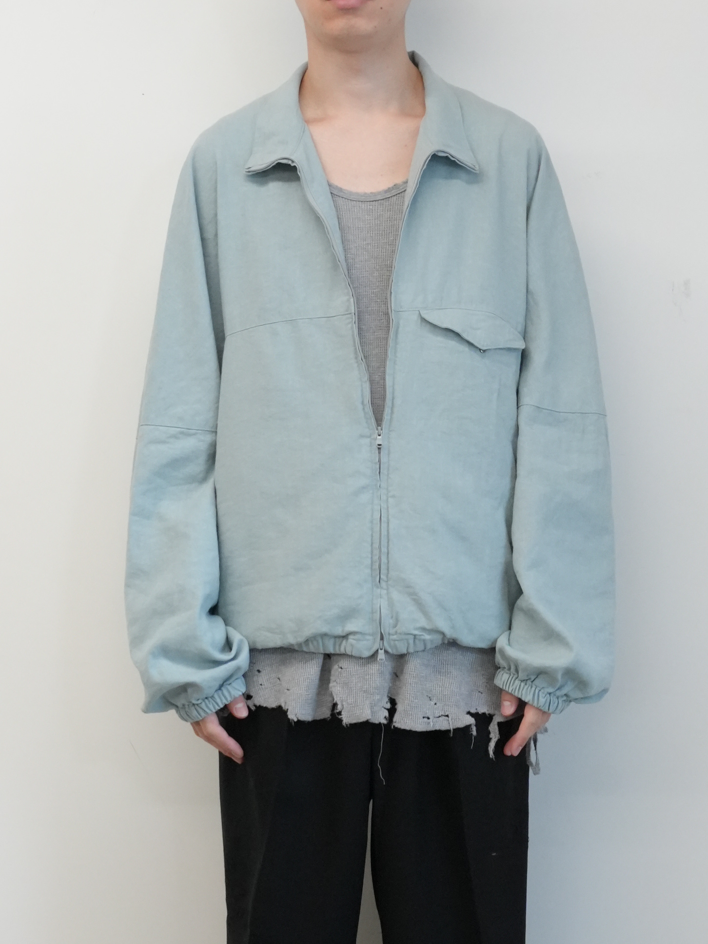 SILK NEP KIMONO BLOUSON(SAX)