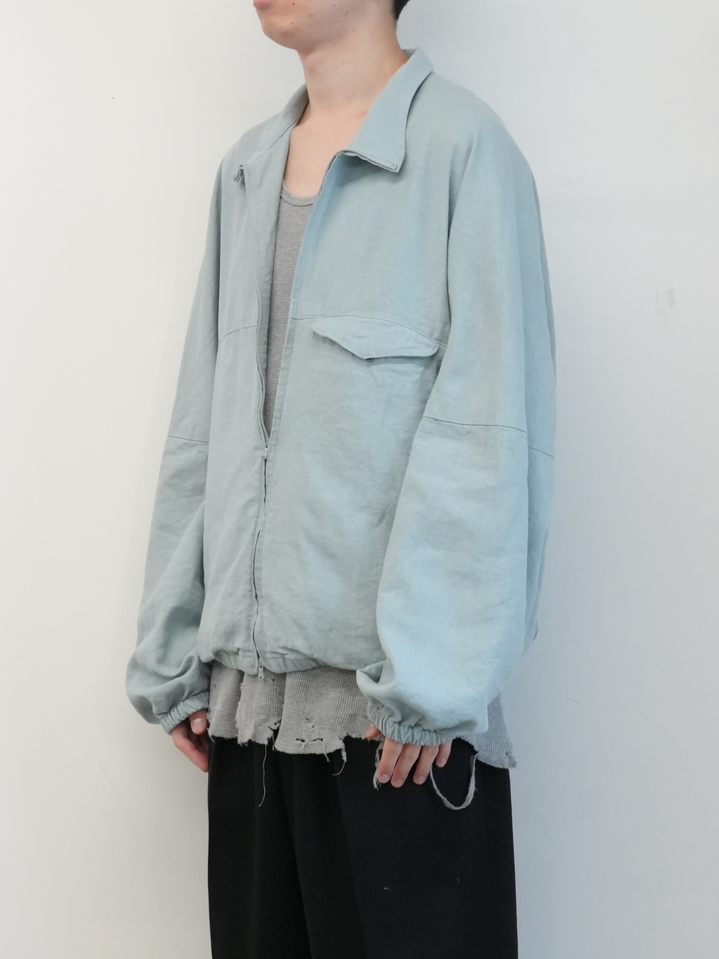 SILK NEP KIMONO BLOUSON(SAX)