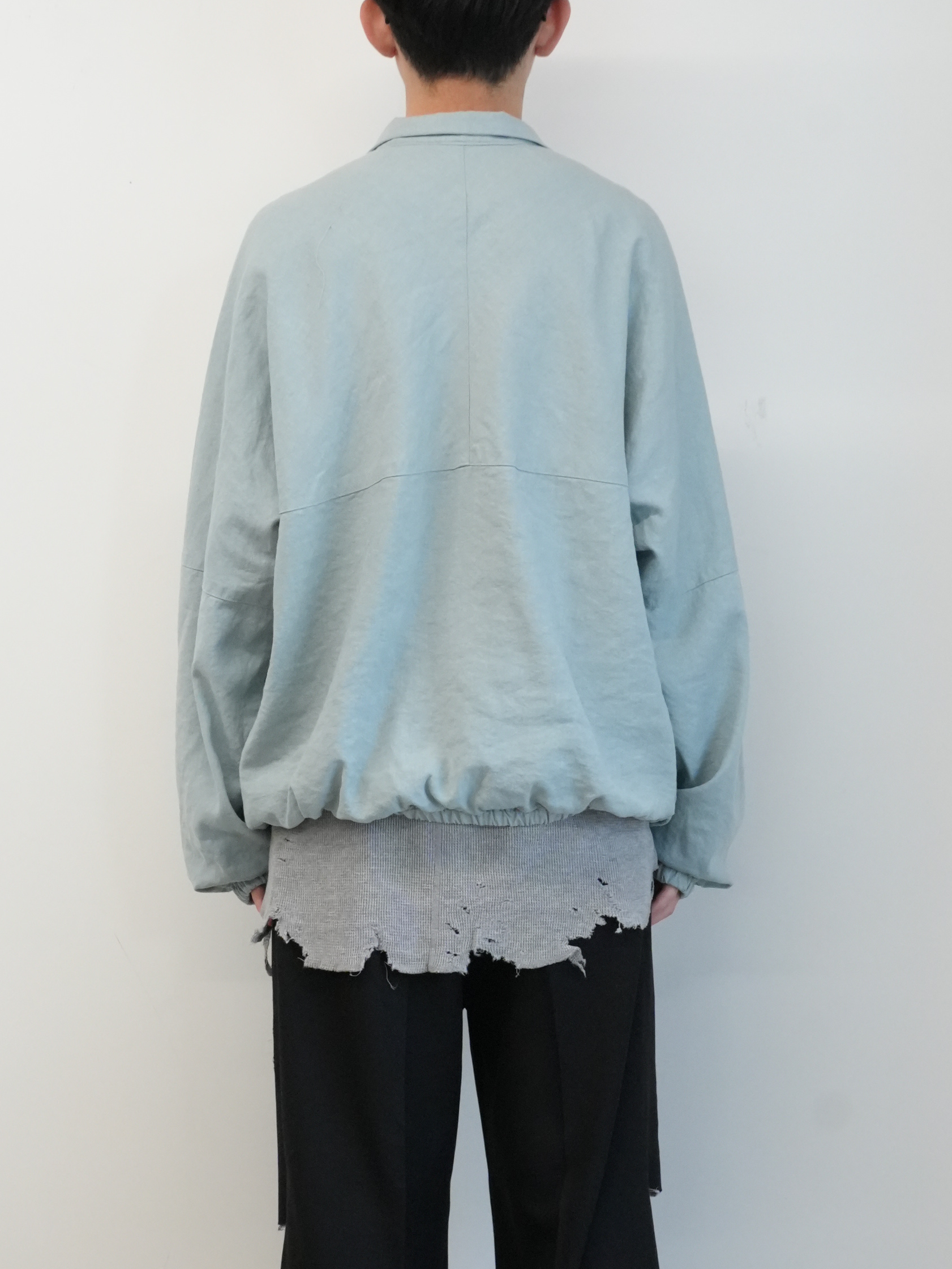 SILK NEP KIMONO BLOUSON(SAX)