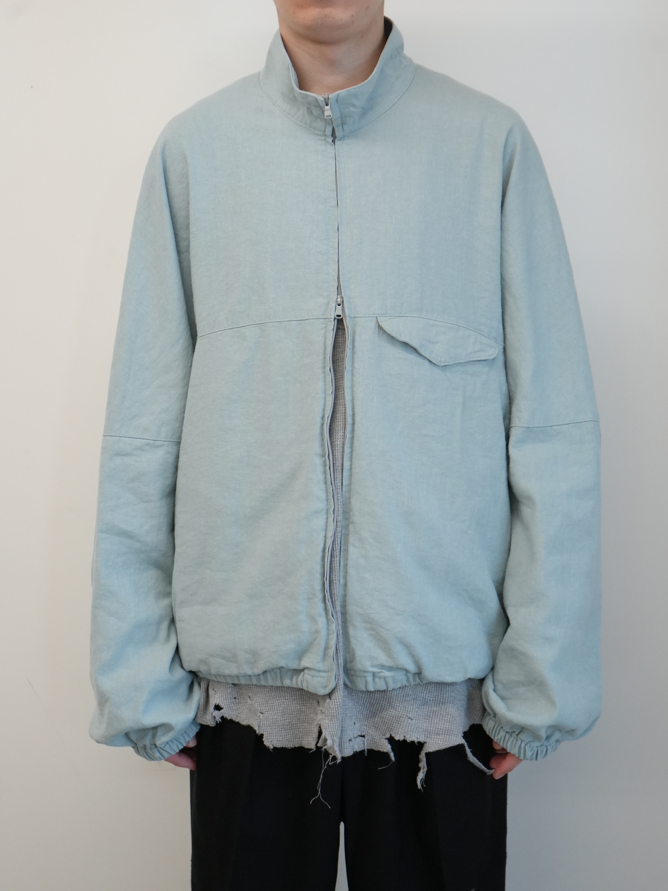 SILK NEP KIMONO BLOUSON(SAX)