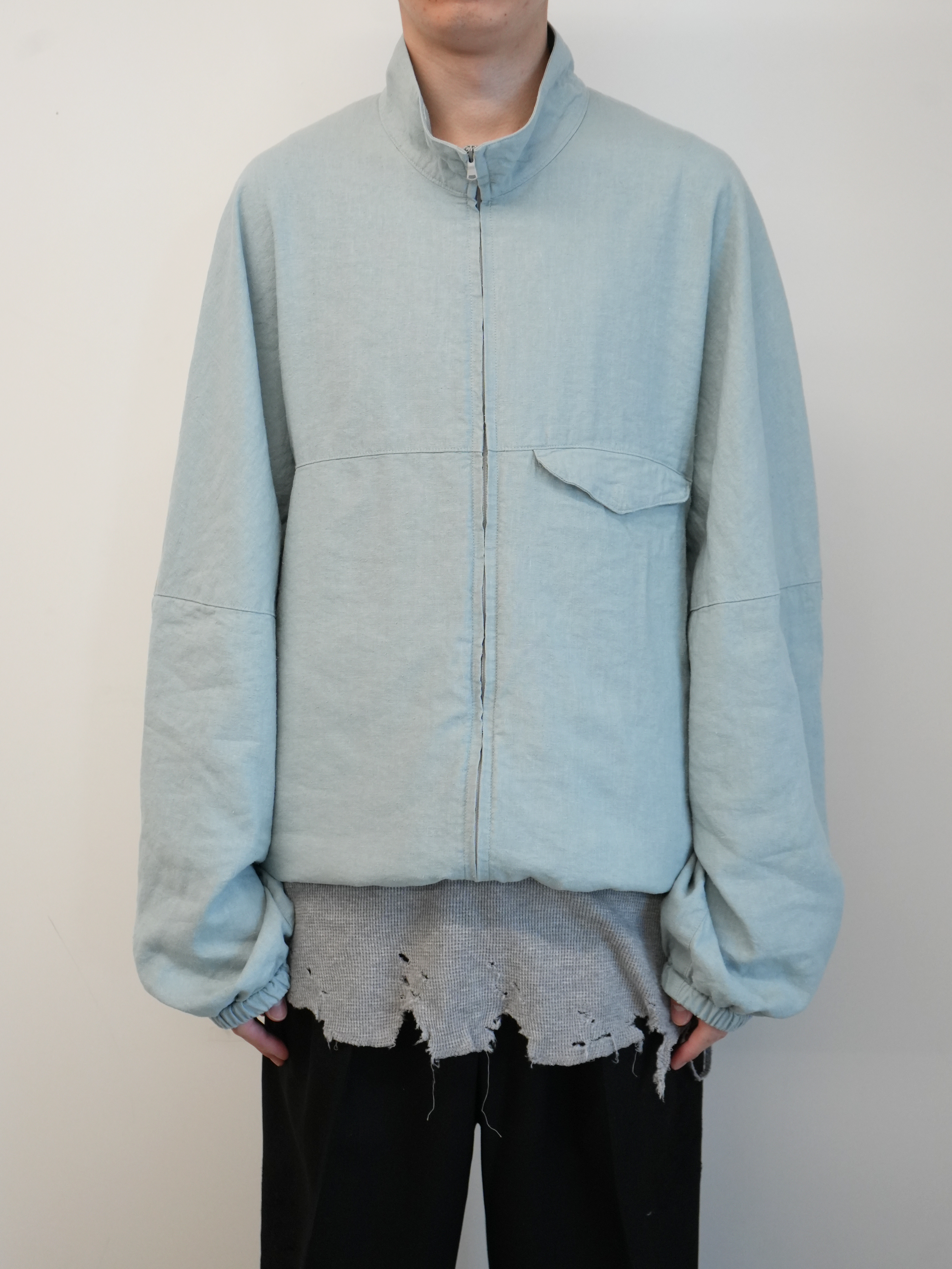 SILK NEP KIMONO BLOUSON(SAX)