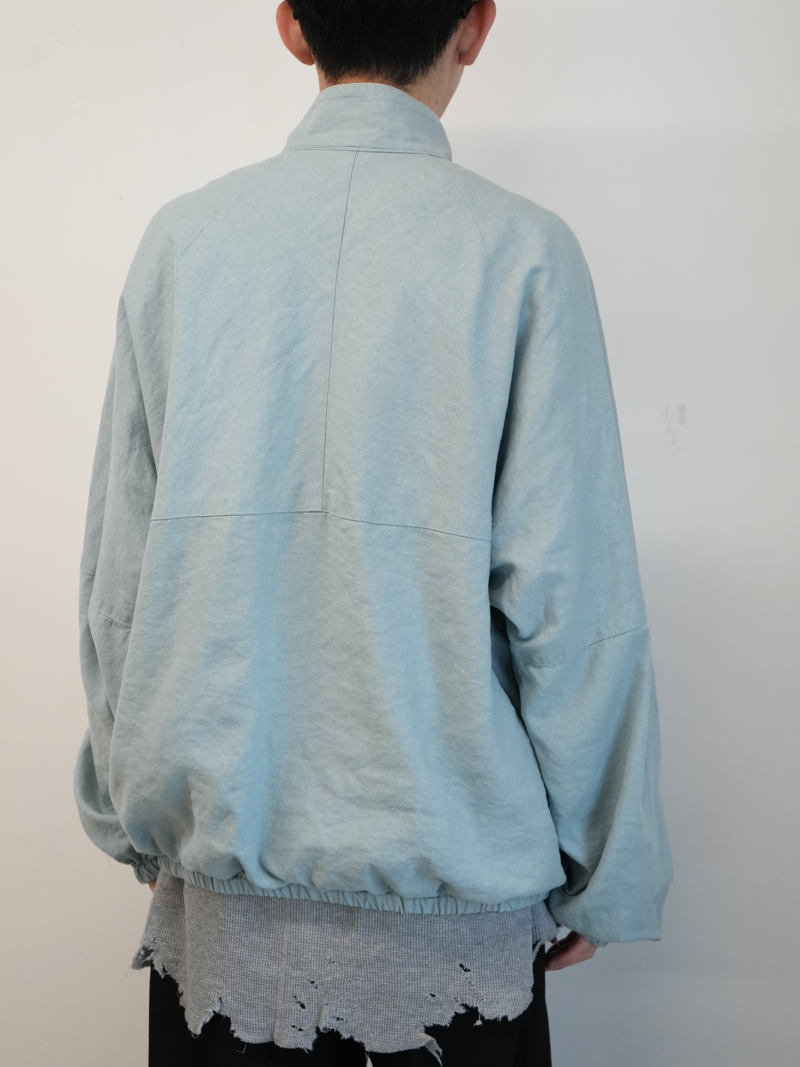 SILK NEP KIMONO BLOUSON(SAX)