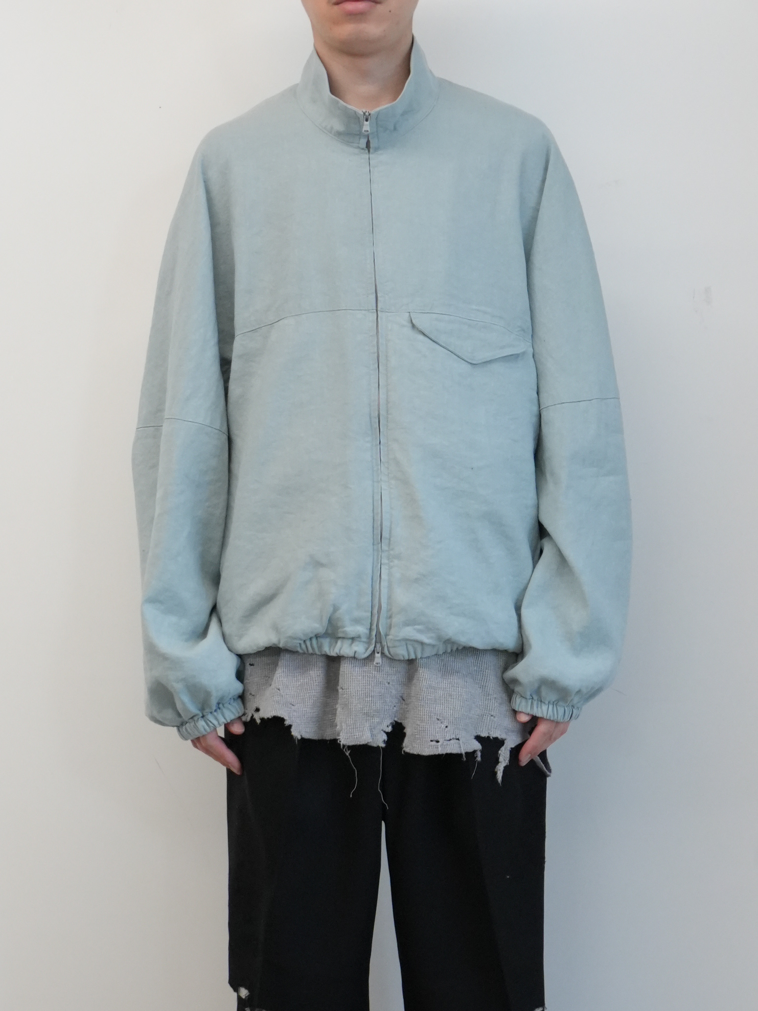 SILK NEP KIMONO BLOUSON(SAX)