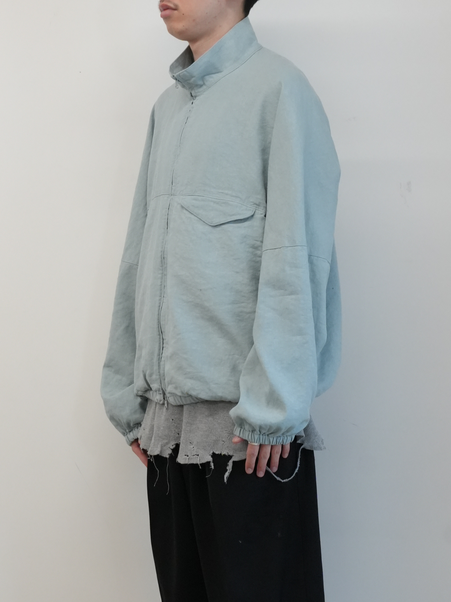 SILK NEP KIMONO BLOUSON(SAX)