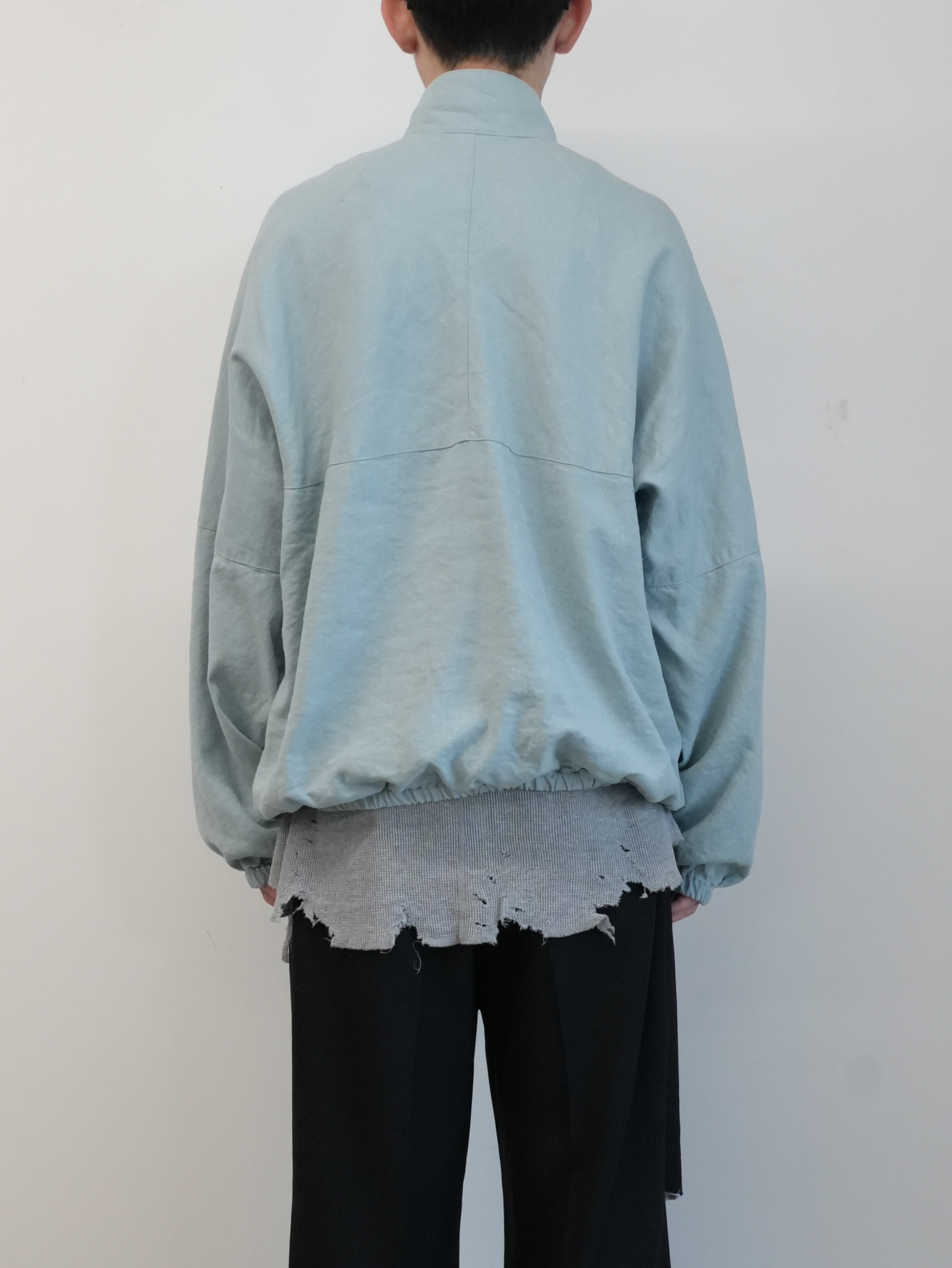 SILK NEP KIMONO BLOUSON(SAX)