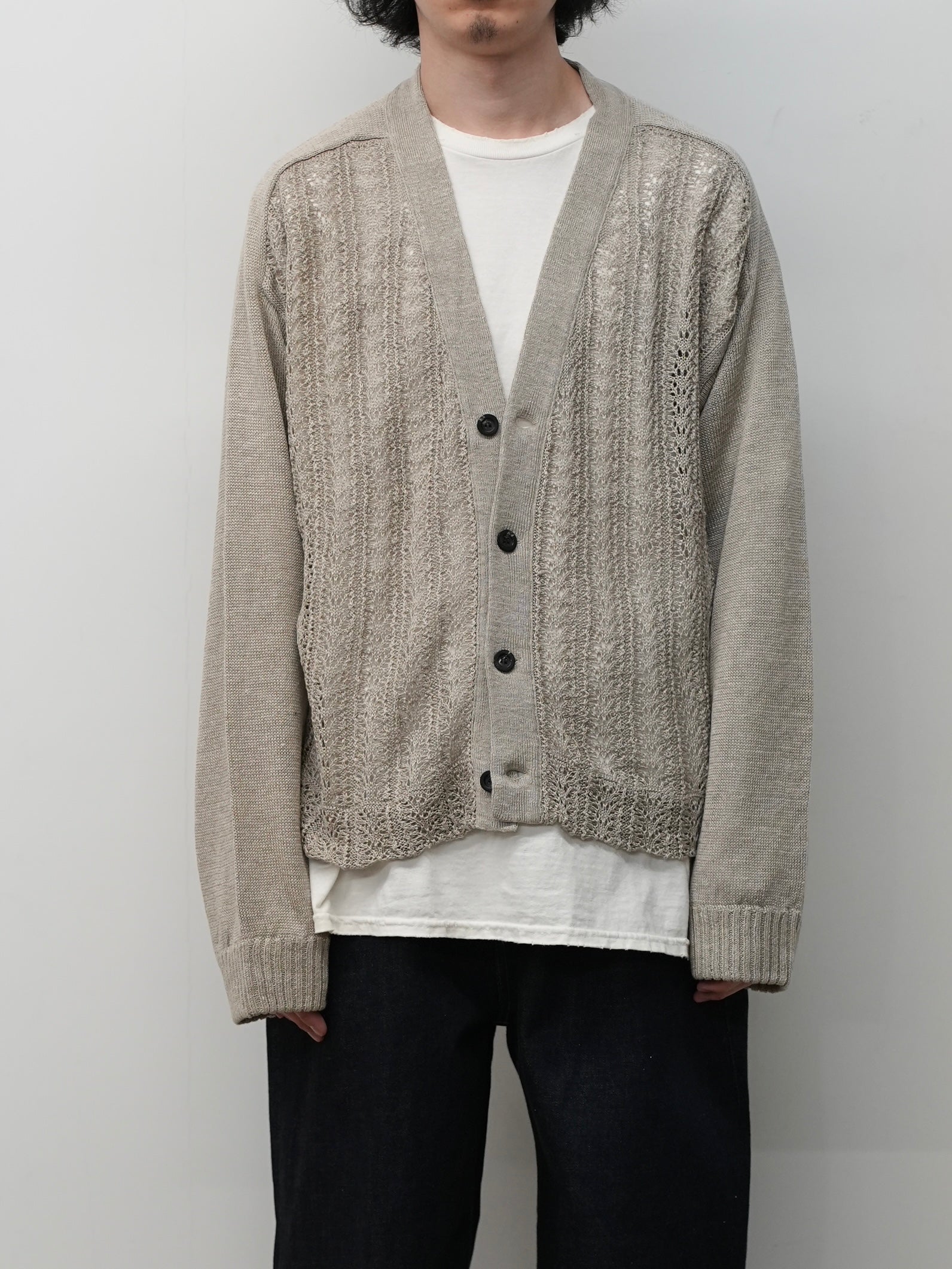 LACED KNIT CARDIGAN(BEIGE)