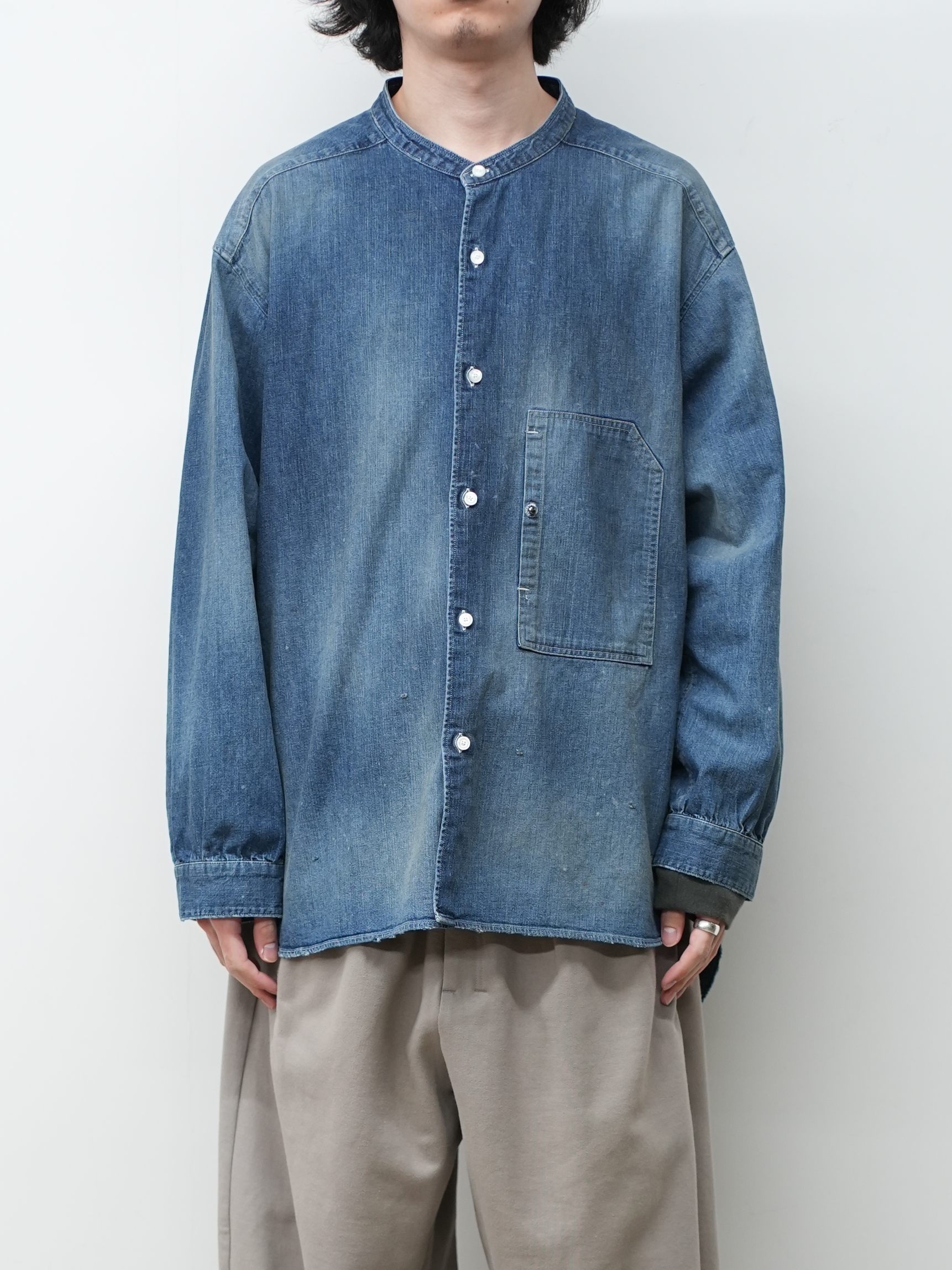 DENIM BAND COLLAR SHIRT(INDIGO)
