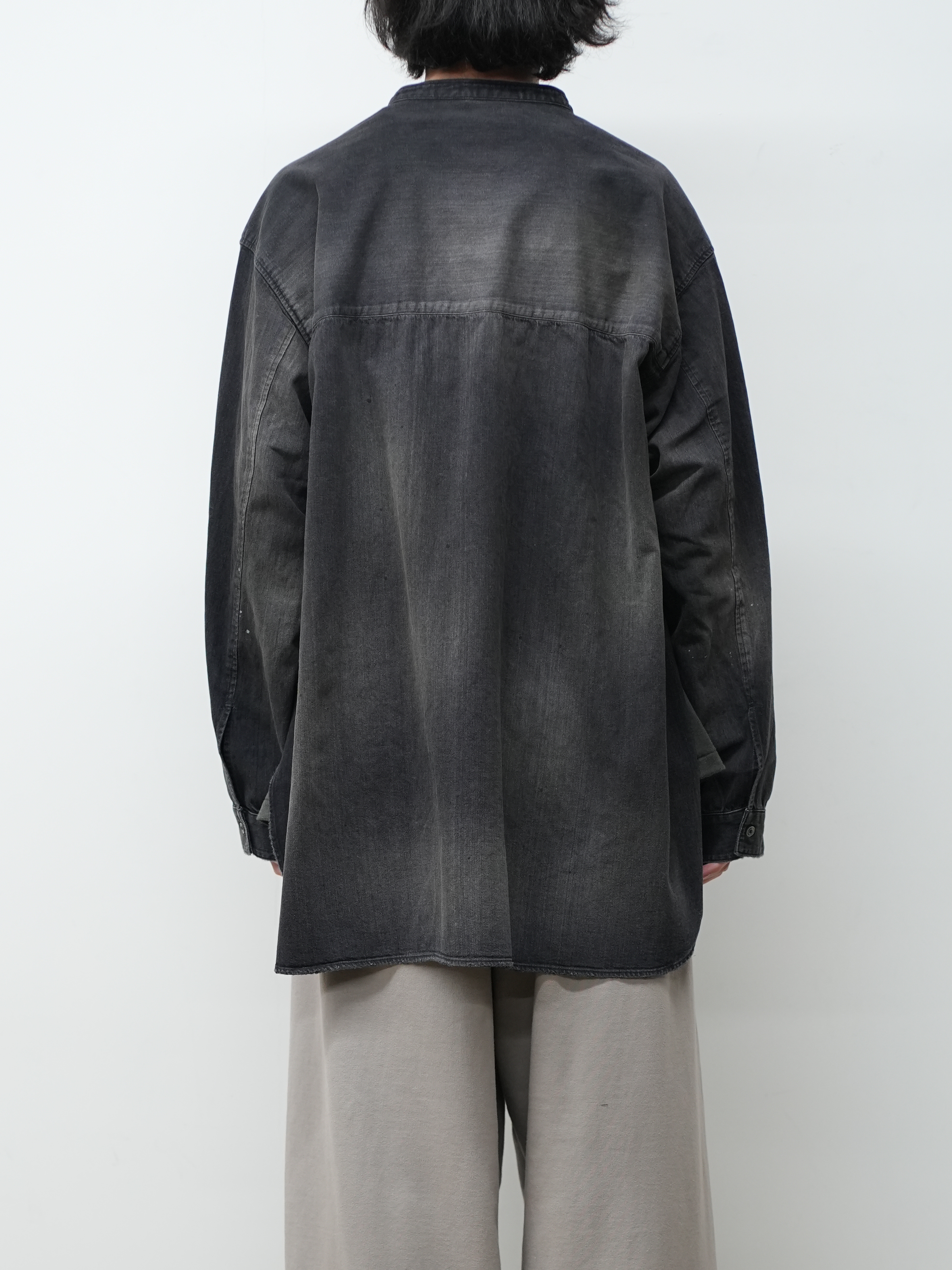 DENIM BAND COLLAR SHIRT(BLACK)