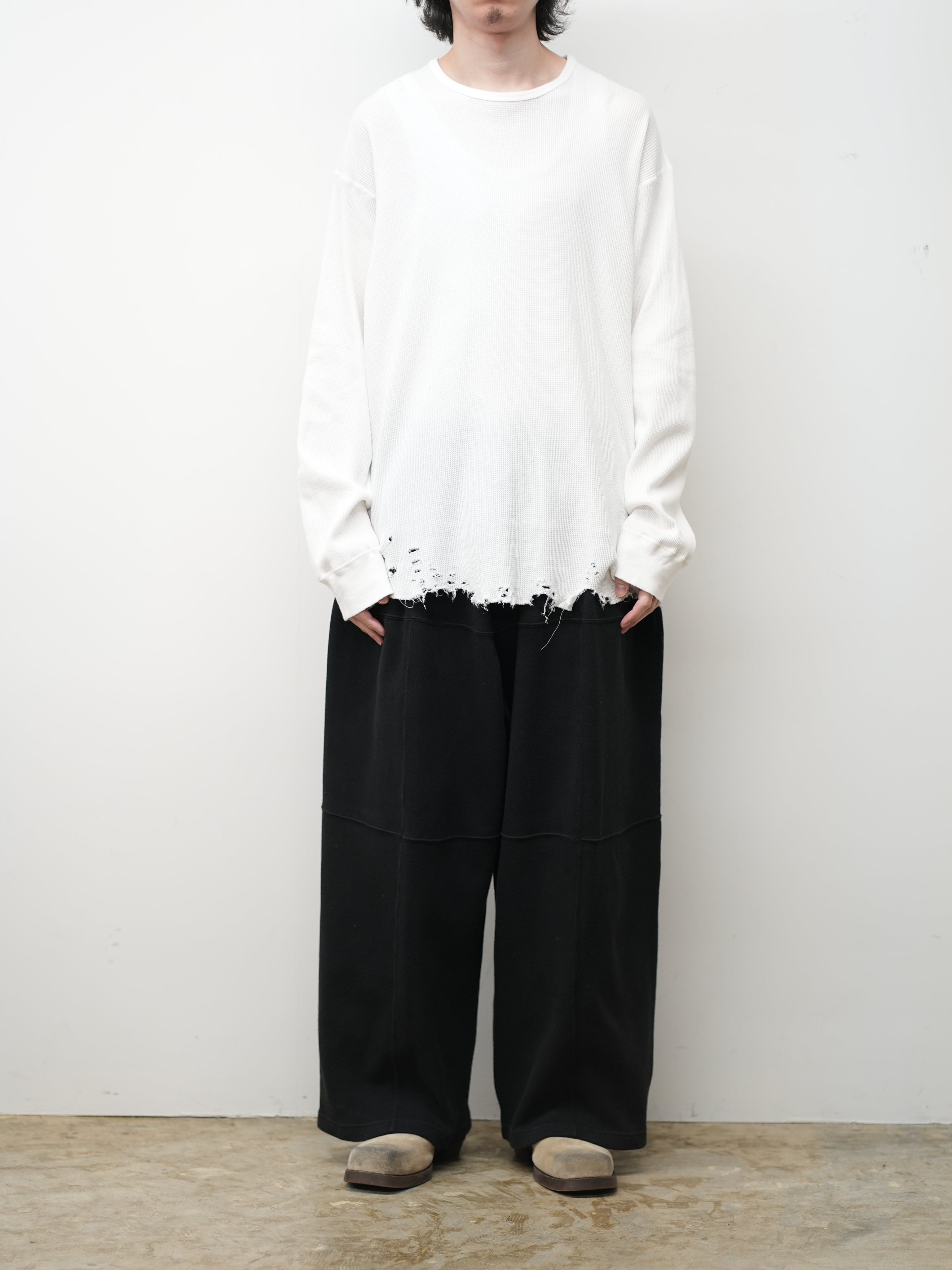 DAMAGE WAFFLE CREW LS(WHITE)