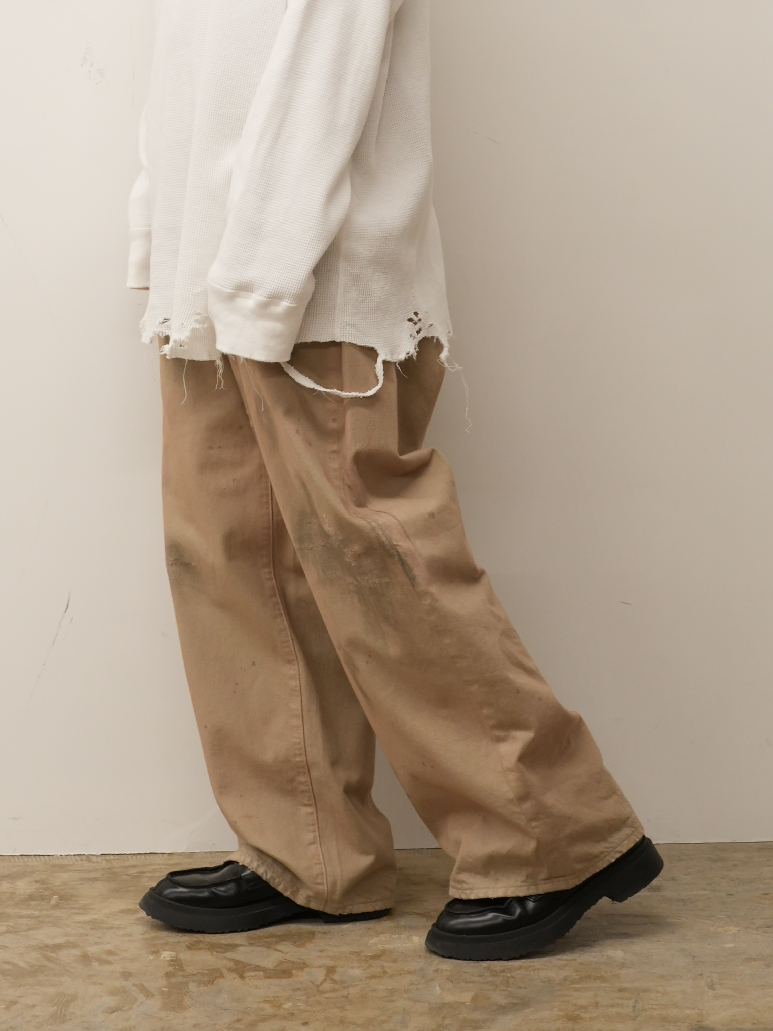 DENIM WIDE SLACKS(SAND)