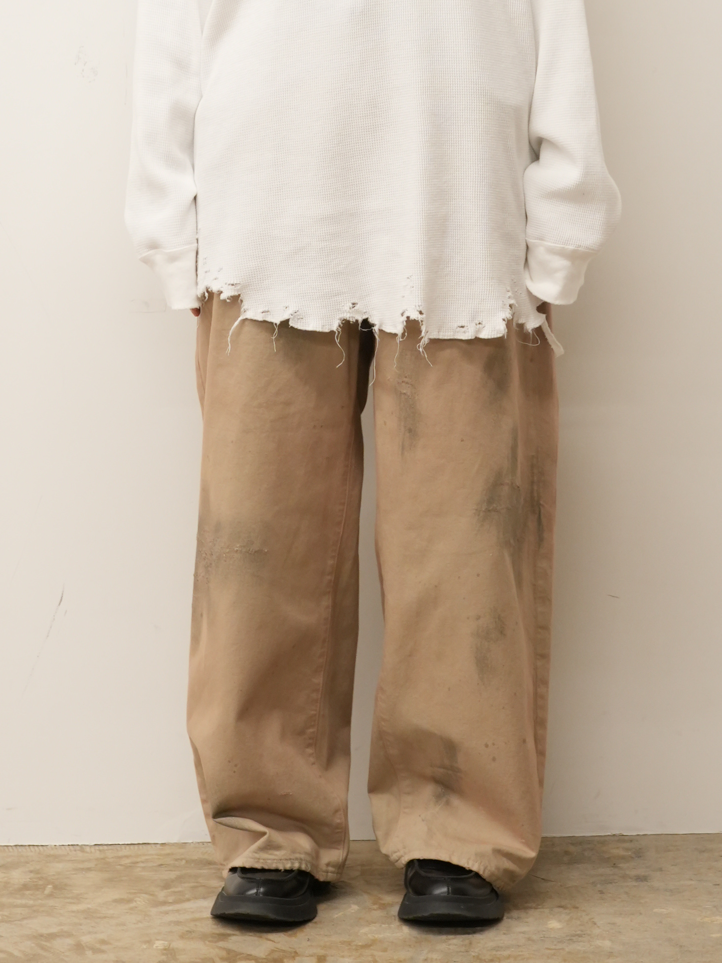 DENIM WIDE SLACKS(SAND)