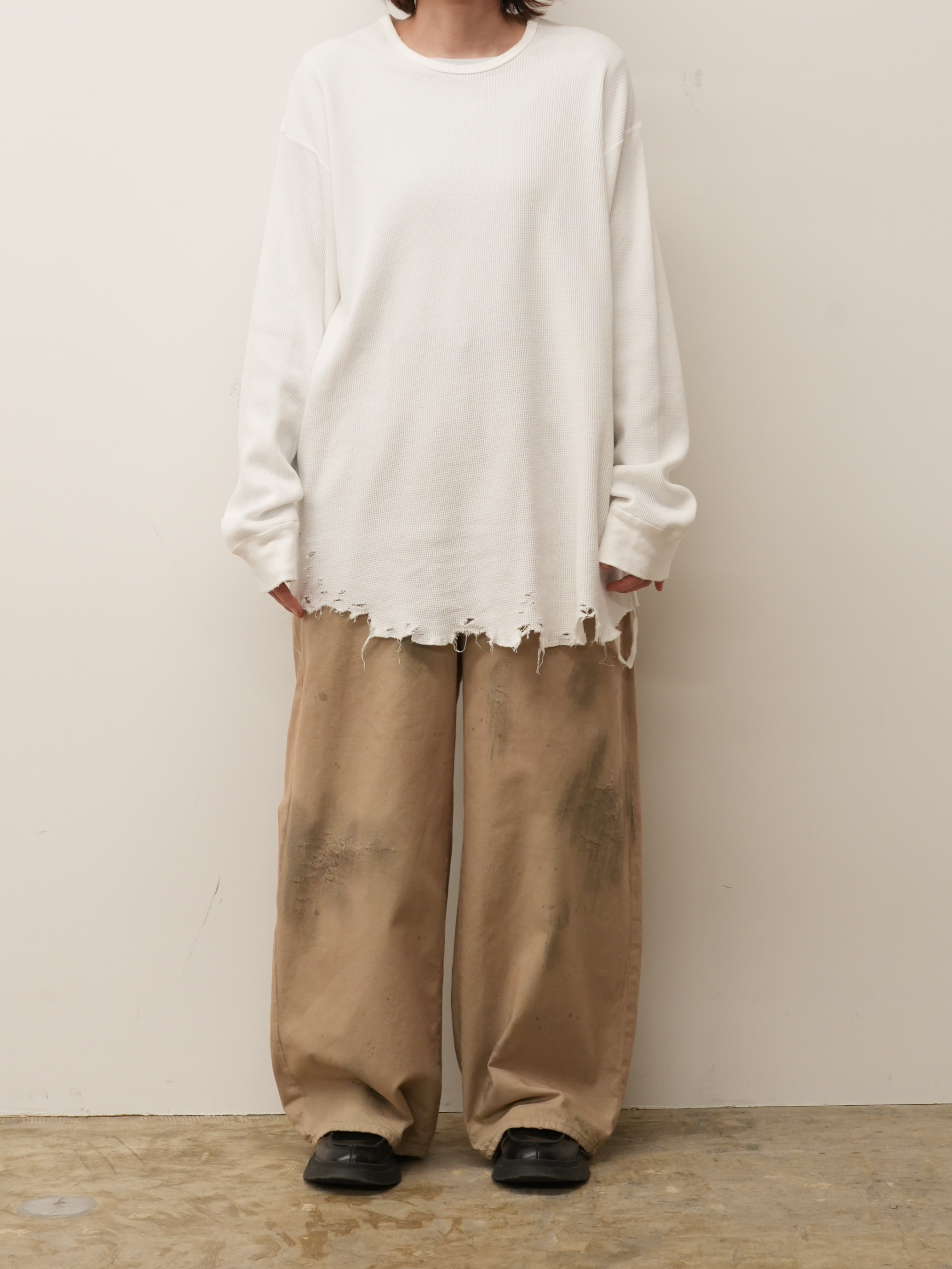 DENIM WIDE SLACKS(SAND)