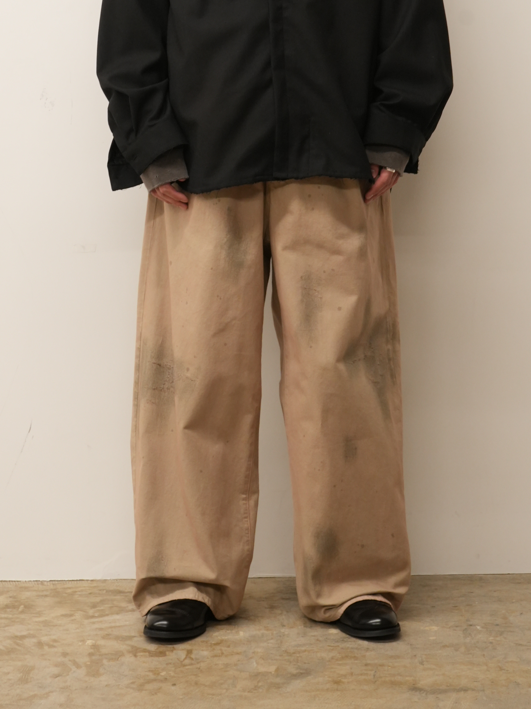 DENIM WIDE SLACKS(SAND)