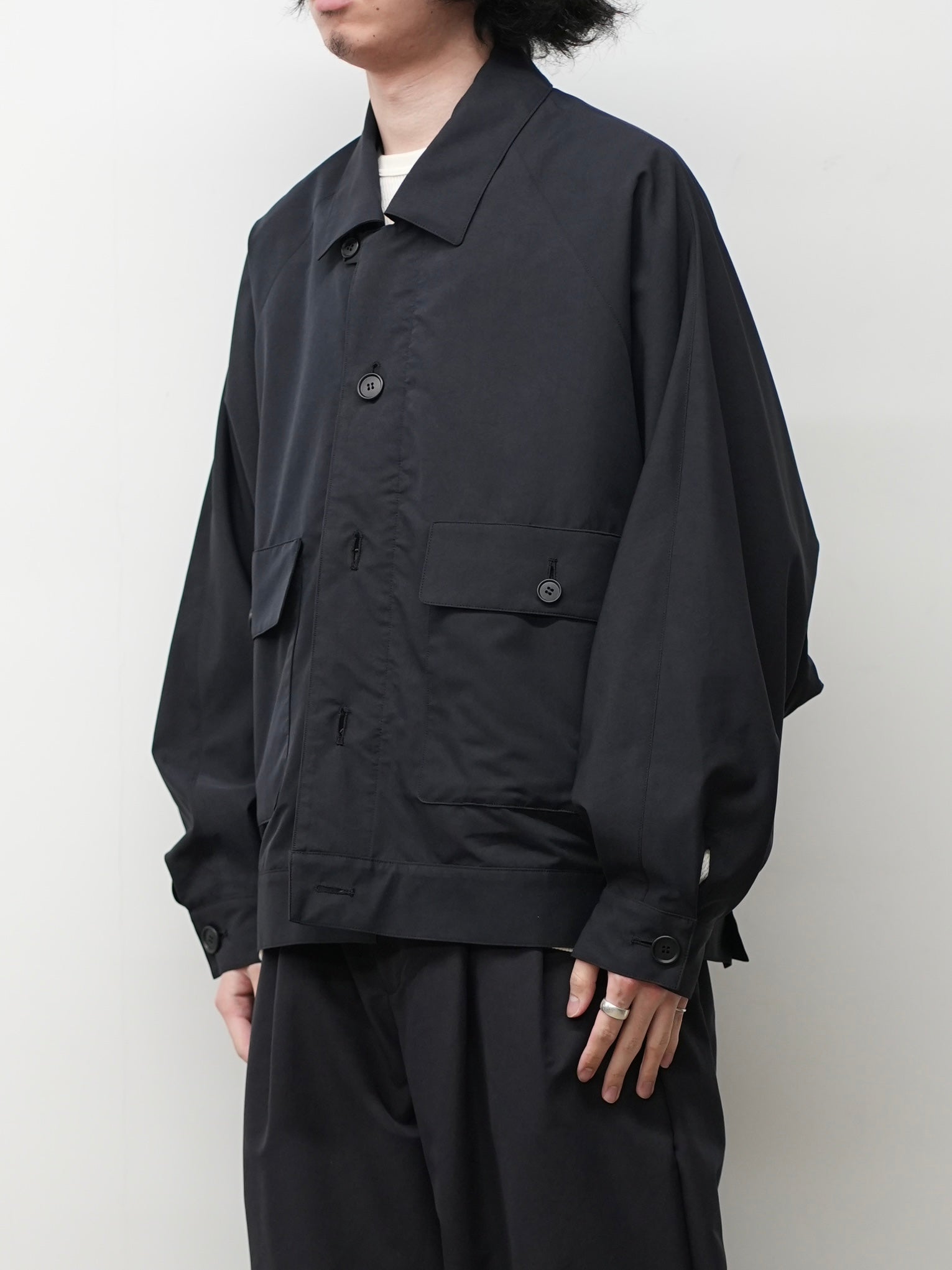 SMOOTH TAFTA DOLMAN JACKET(BLACK)