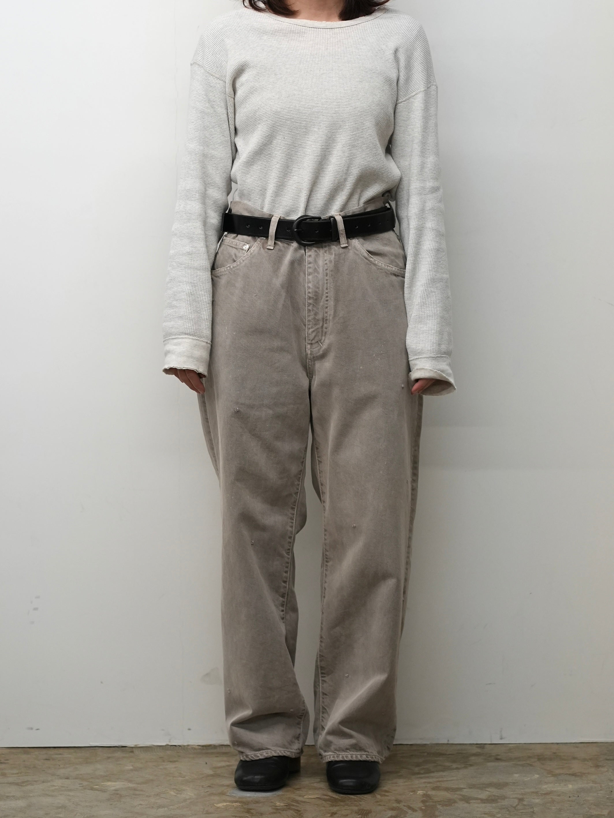 AGING MIDDLE STRAIGHT 5P DENIM PANTS(GRAY)