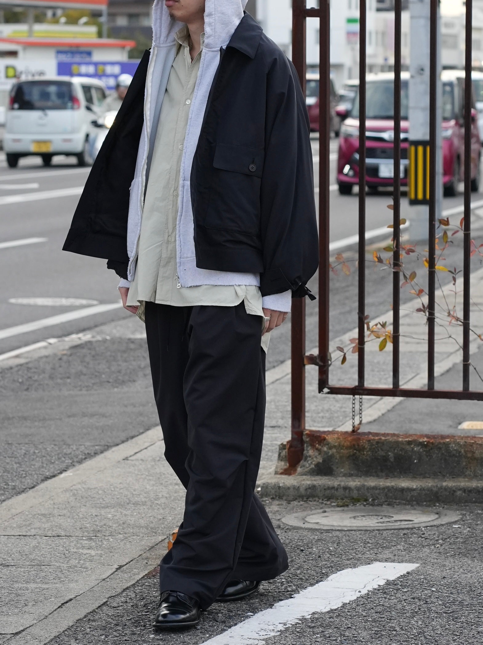 SMOOTH TAFTA DOLMAN JACKET(BLACK)