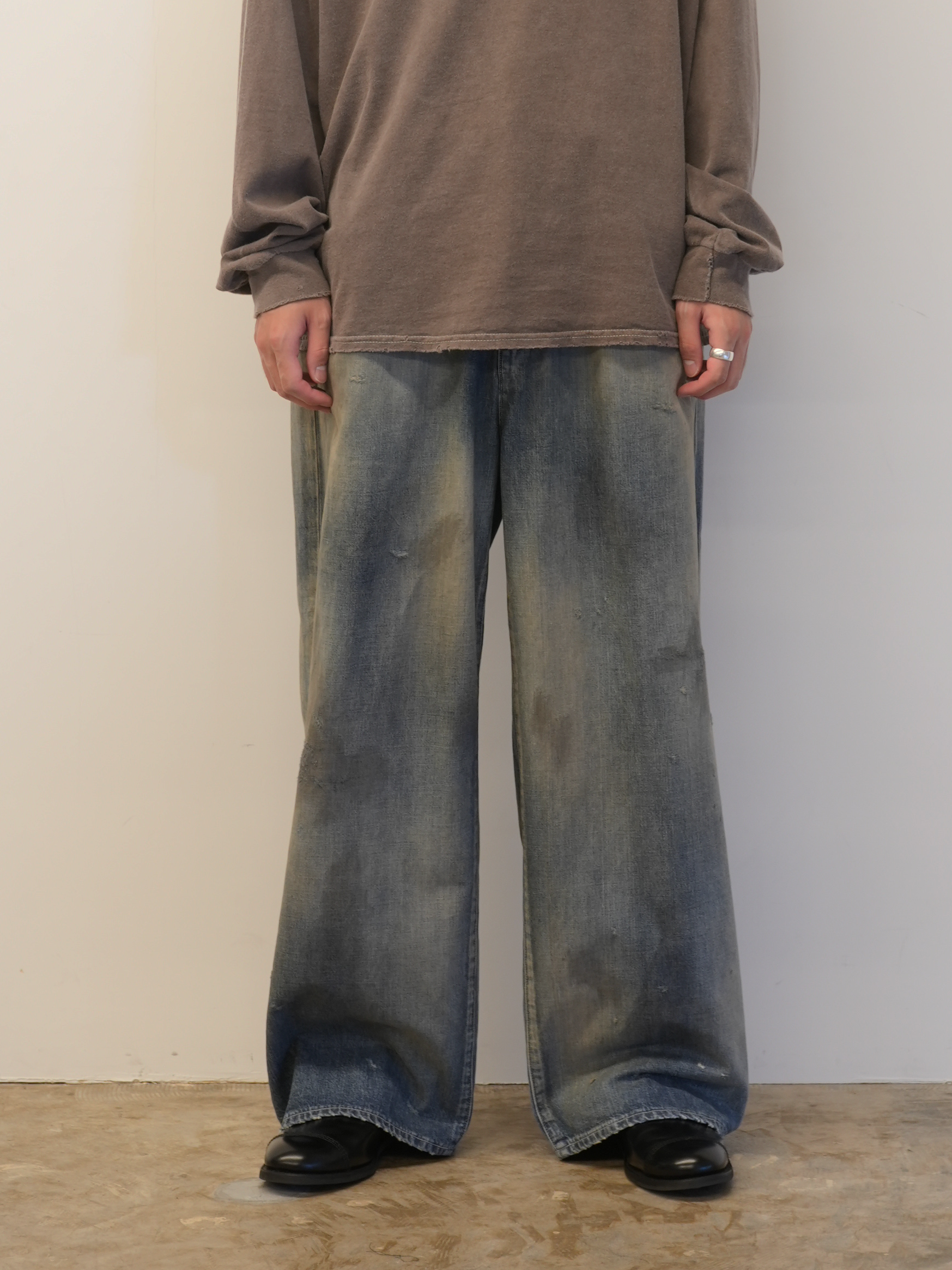 DENIM WIDE SLACKS(INDIGO)