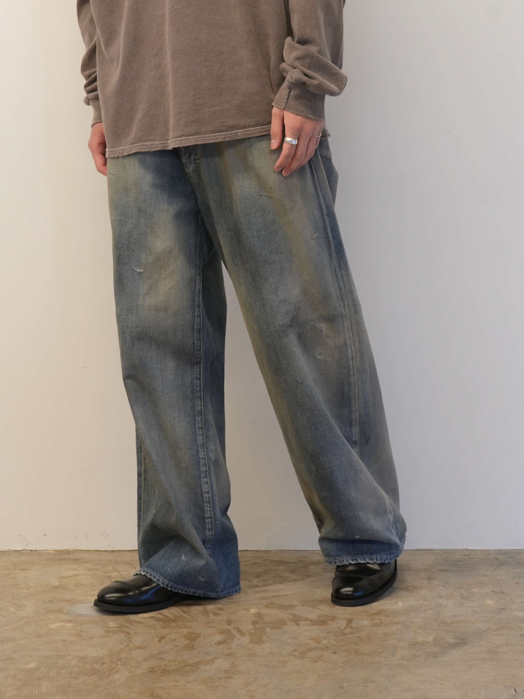 DENIM WIDE SLACKS(INDIGO)