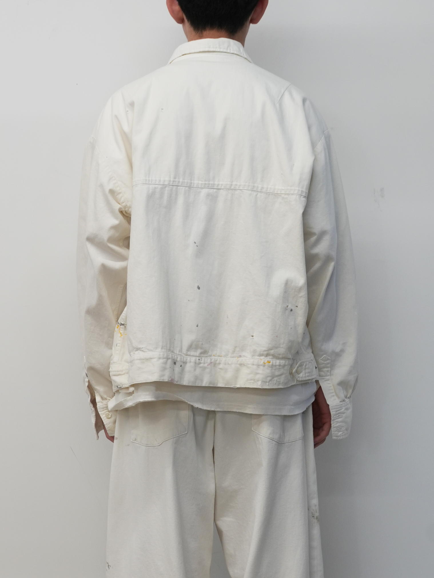 【ANCELLM/exclusive】PAINTED LIGHT OZ DENIM OPEN COLLAR SHIRT