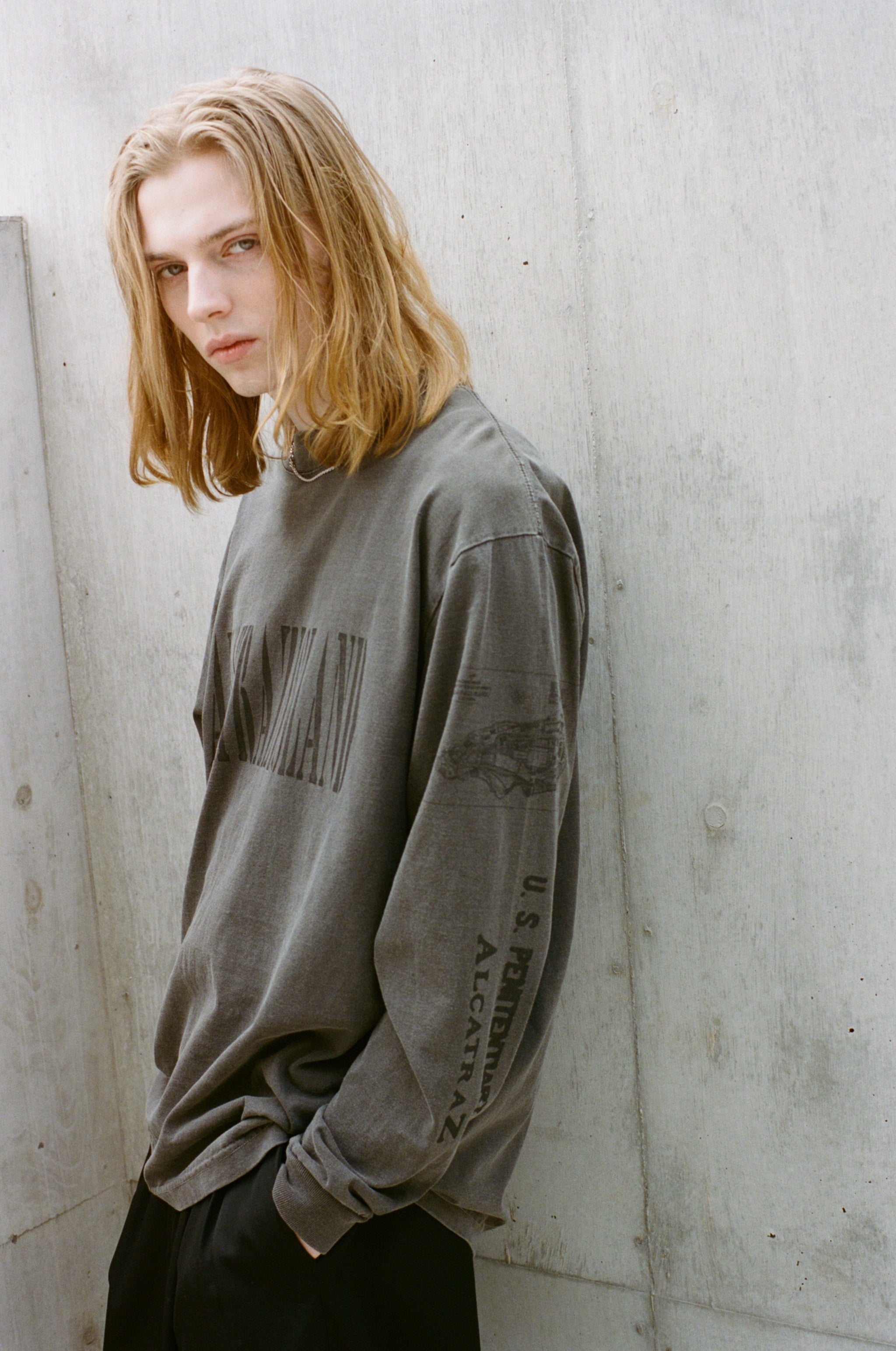 PIGMENT DROPSHOUDER LONG T-SHIRT(ALCATRAZ)