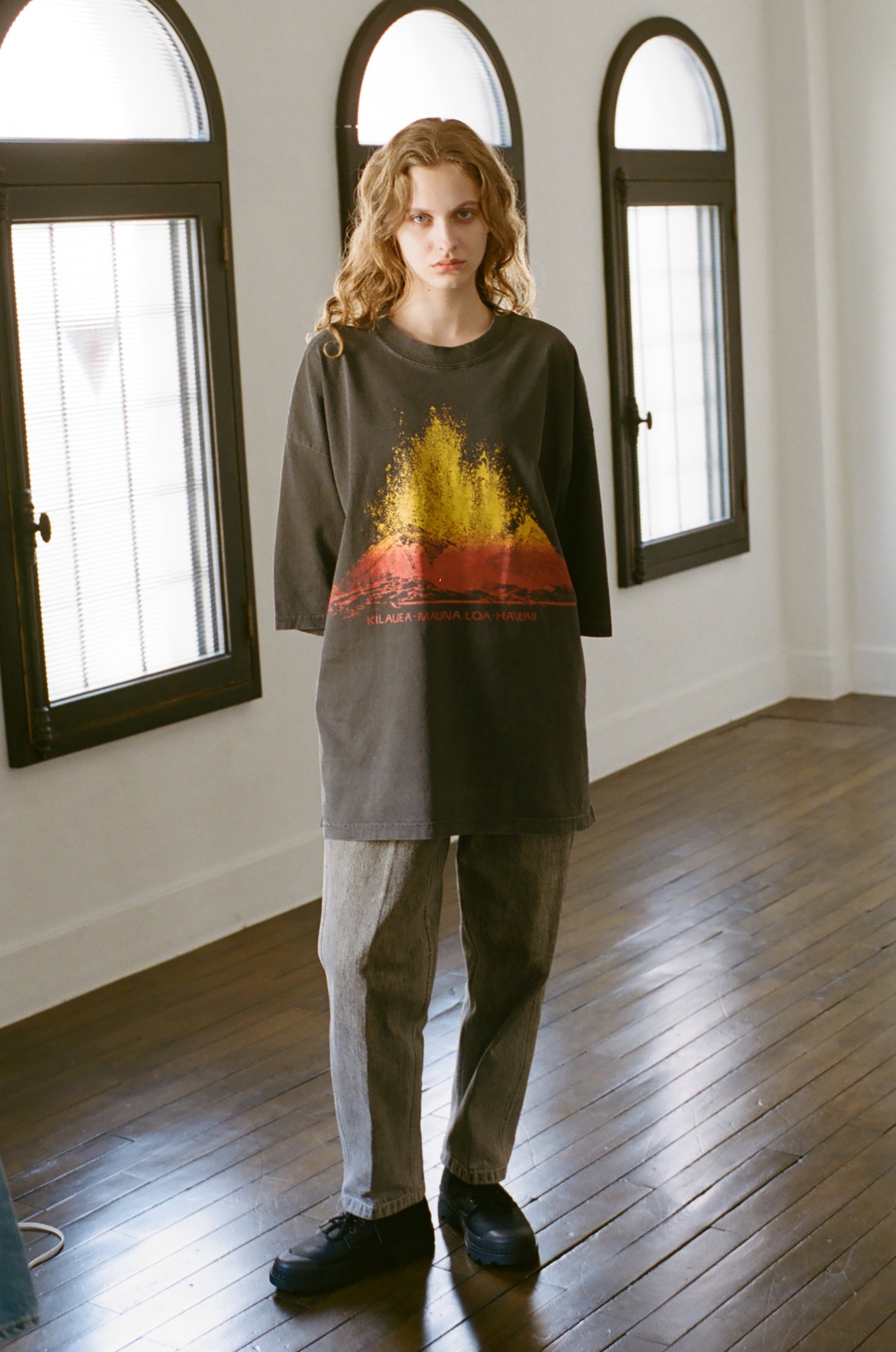PIGMENT DROPSHOULDER T-SHIRT(VOLCANO)