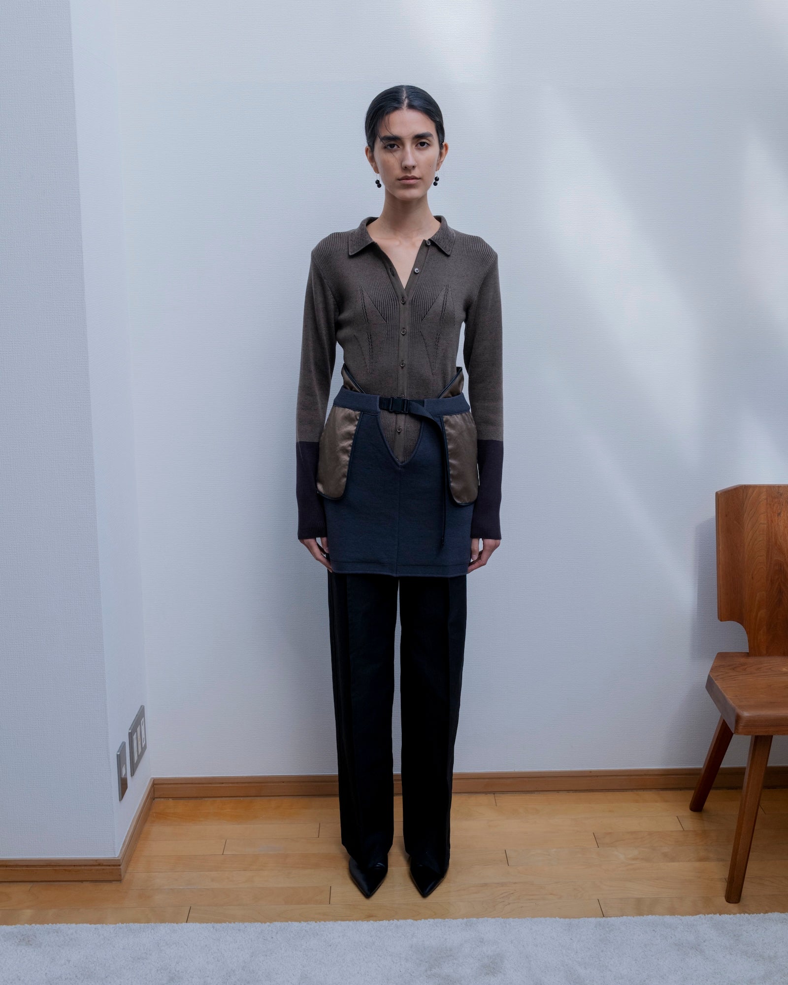 SMOOTH TENCEL WOOL KNIT DIA PATTERN SHIRTS