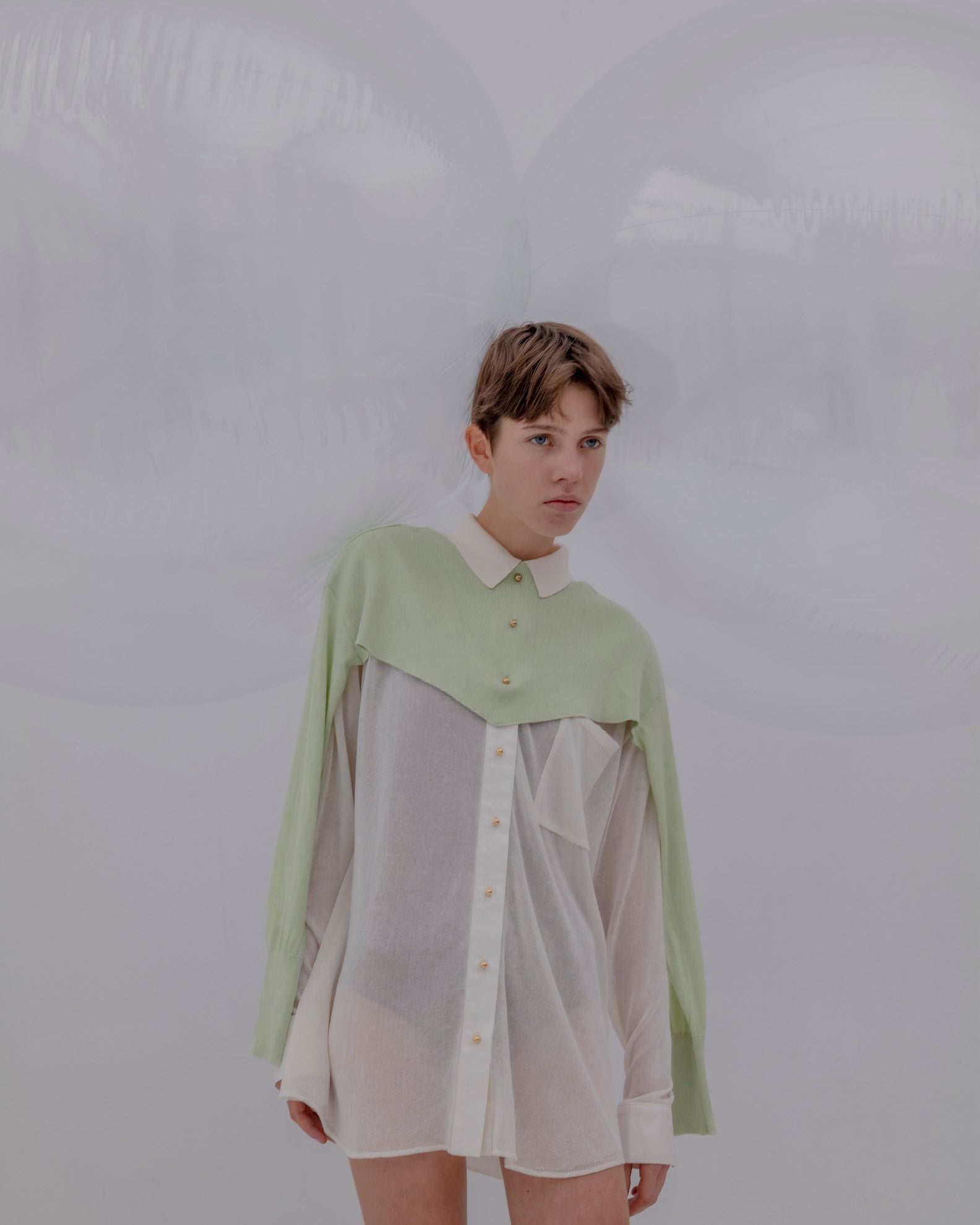 SILK MIX V/HEM SHORT TOPS