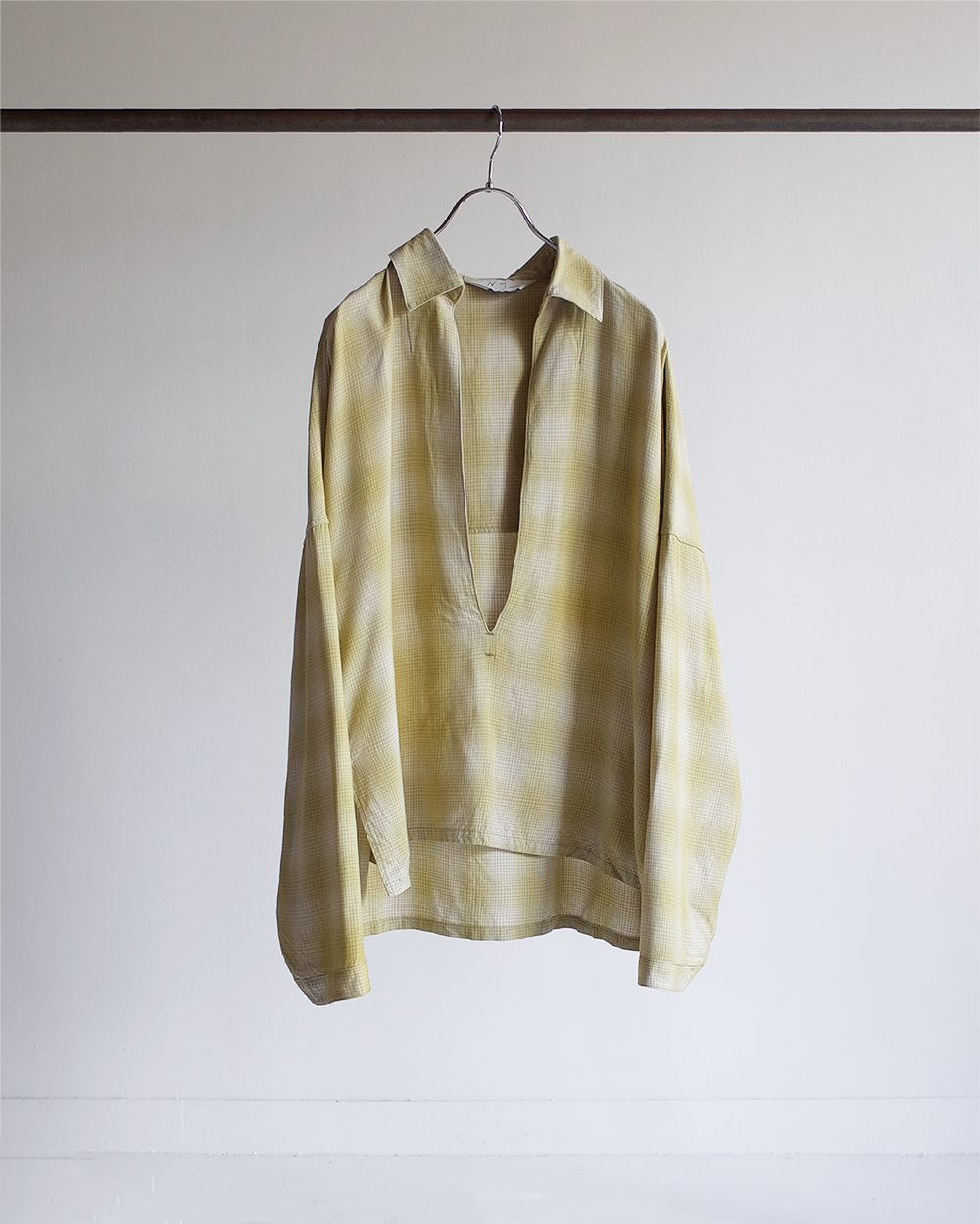 OMBRE CHECK PULLOVER SHIRT(YELLOW) – etoqk