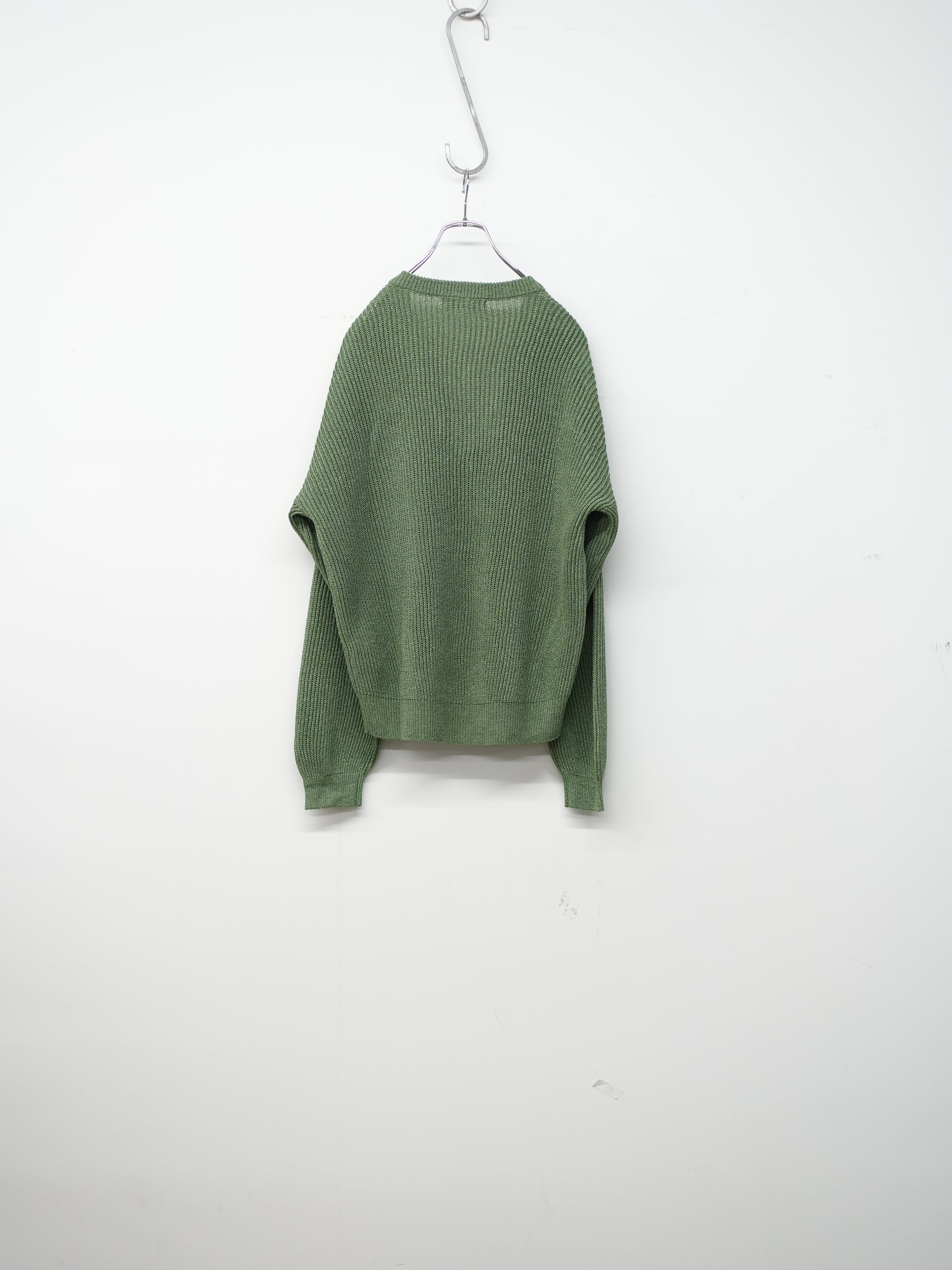 RIBBED V NECK DROPSHOULDER SWEATER(Sauge)