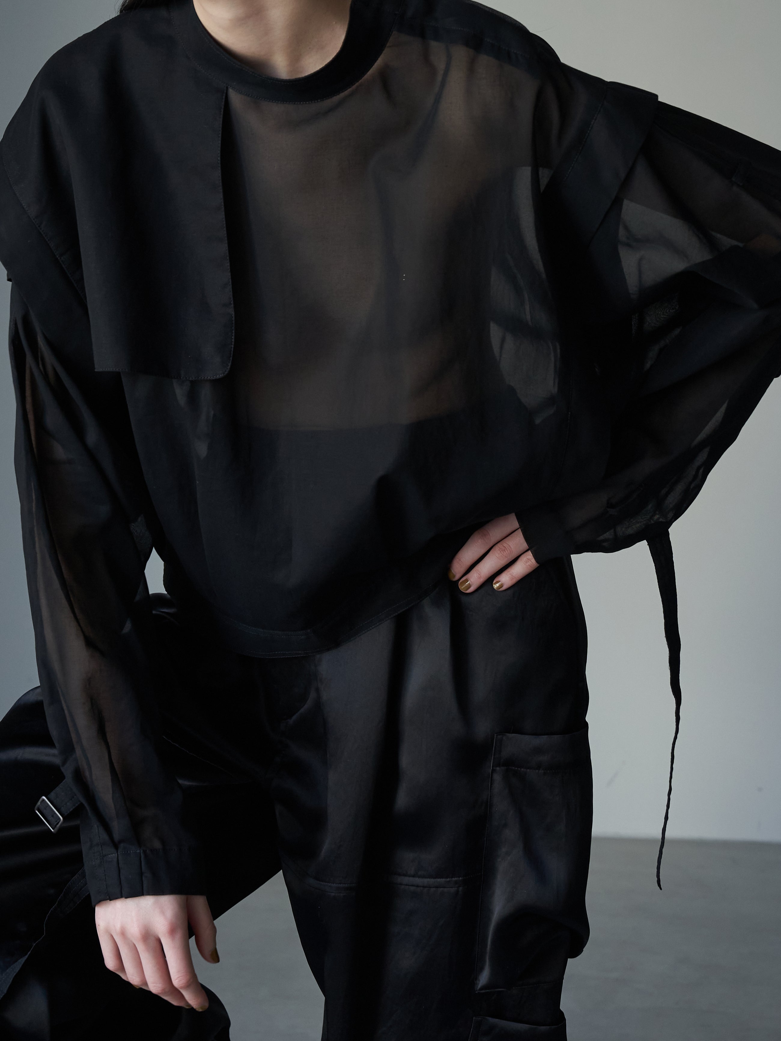 SHEER COTTON TRENCH DOLMAN TOPS