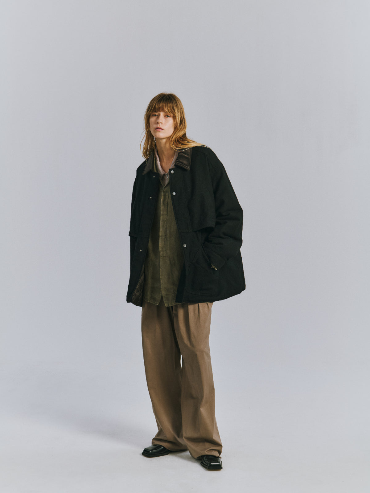 WOOL HALF JACKET(BLACK)