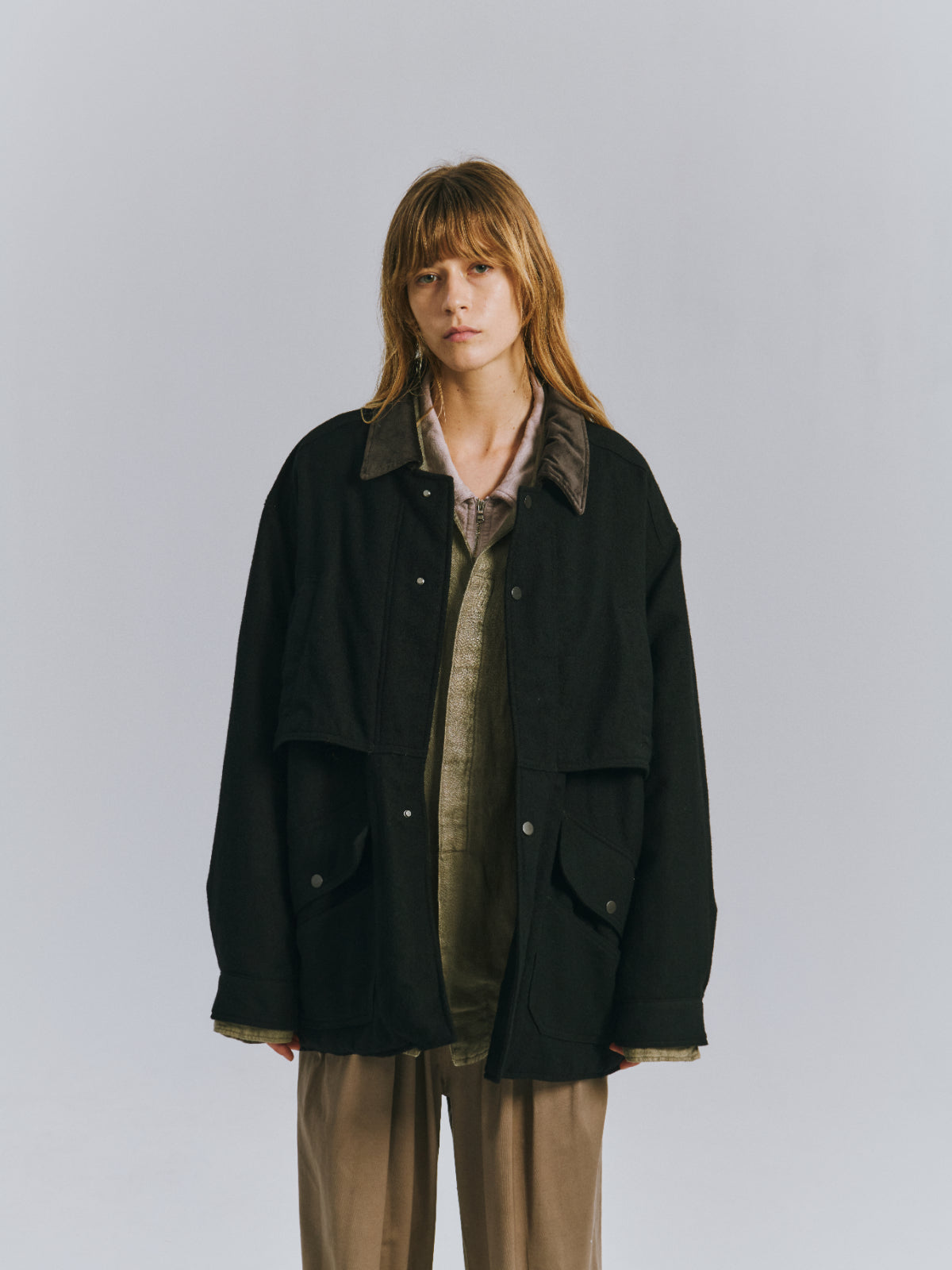 WOOL HALF JACKET(BLACK)